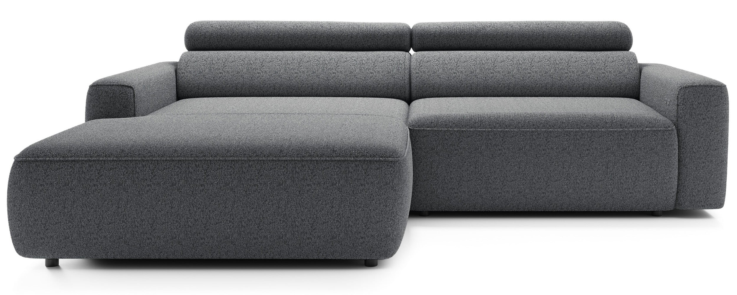 Ecksofa mit elektrischem Auszug Fando, L-förmig, linksseitig, grau, Geflecht