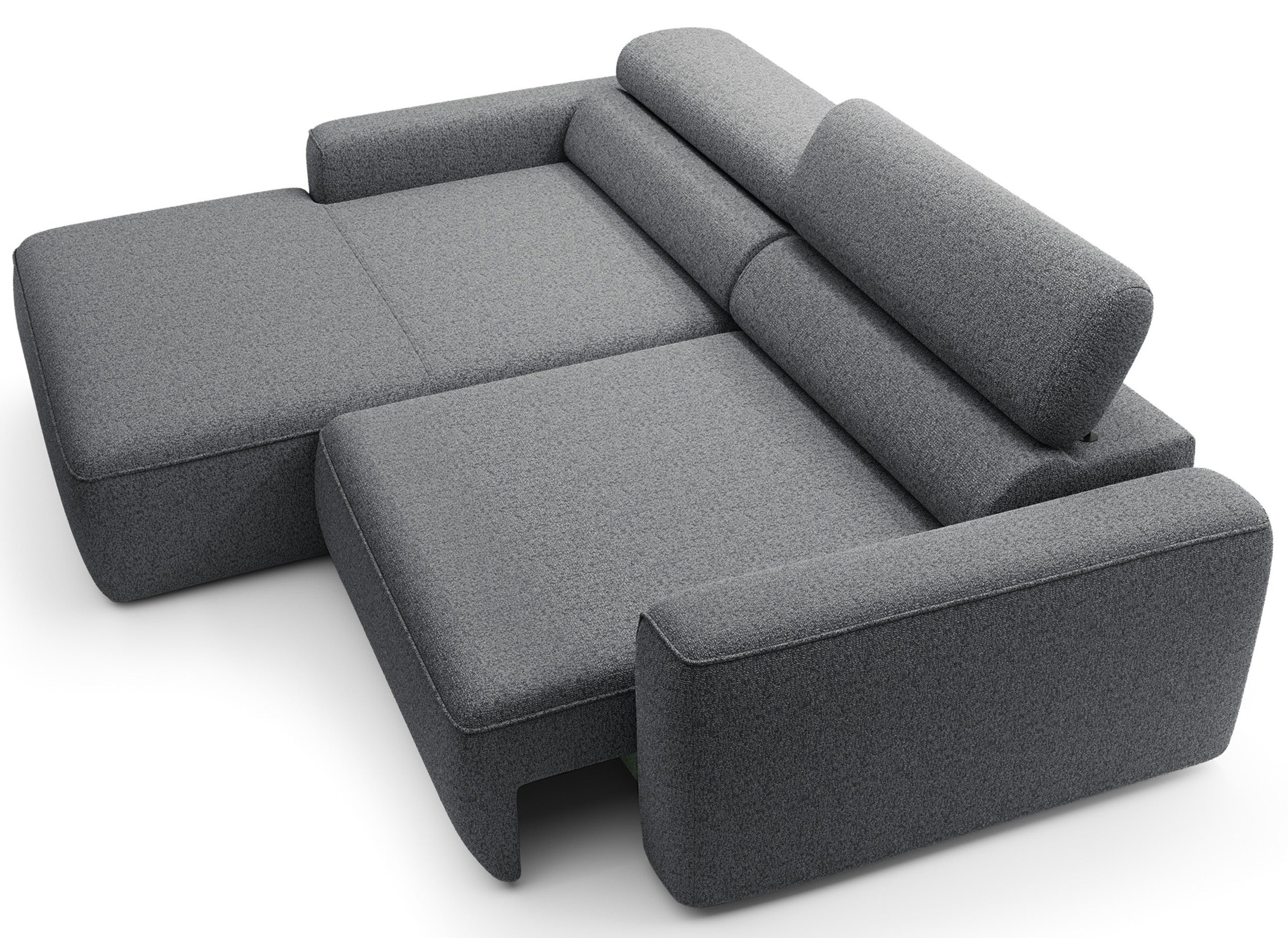 Ecksofa mit elektrischem Auszug Fando, L-förmig, linksseitig, grau, Geflecht