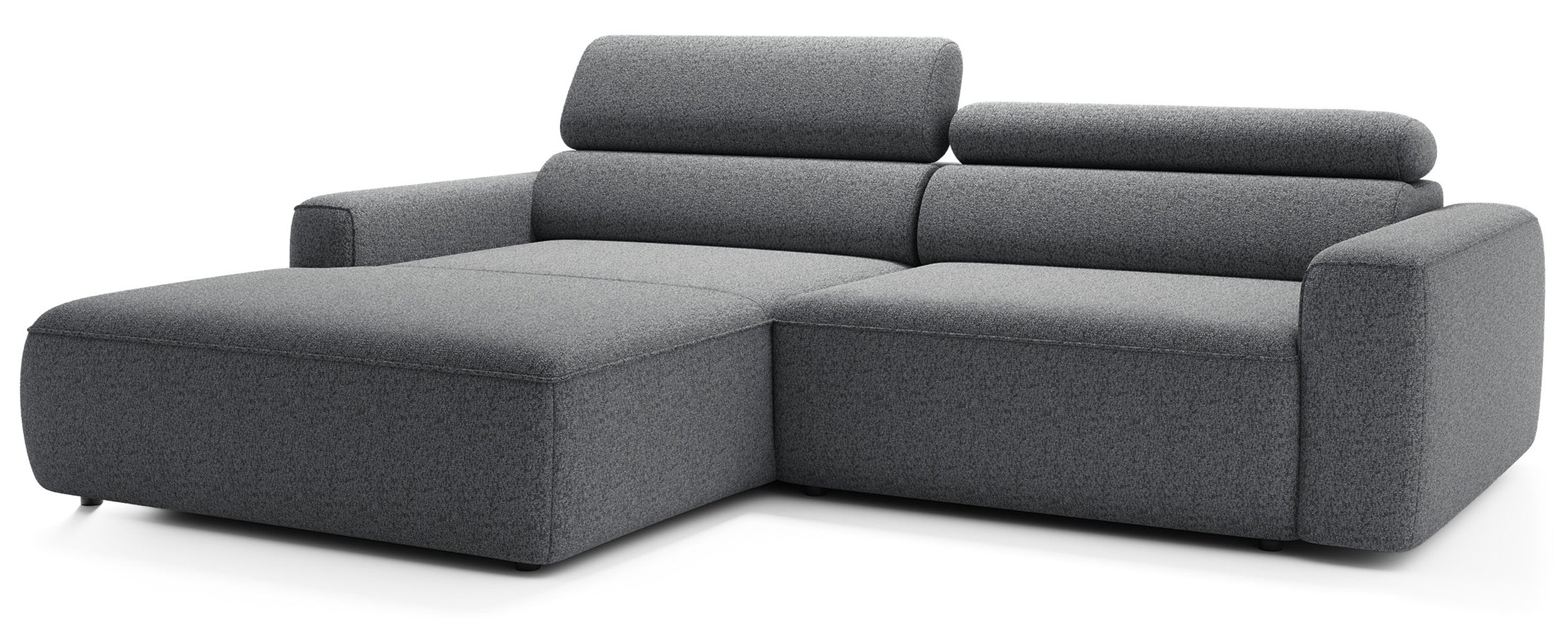 Ecksofa mit elektrischem Auszug Fando, L-förmig, linksseitig, grau, Geflecht