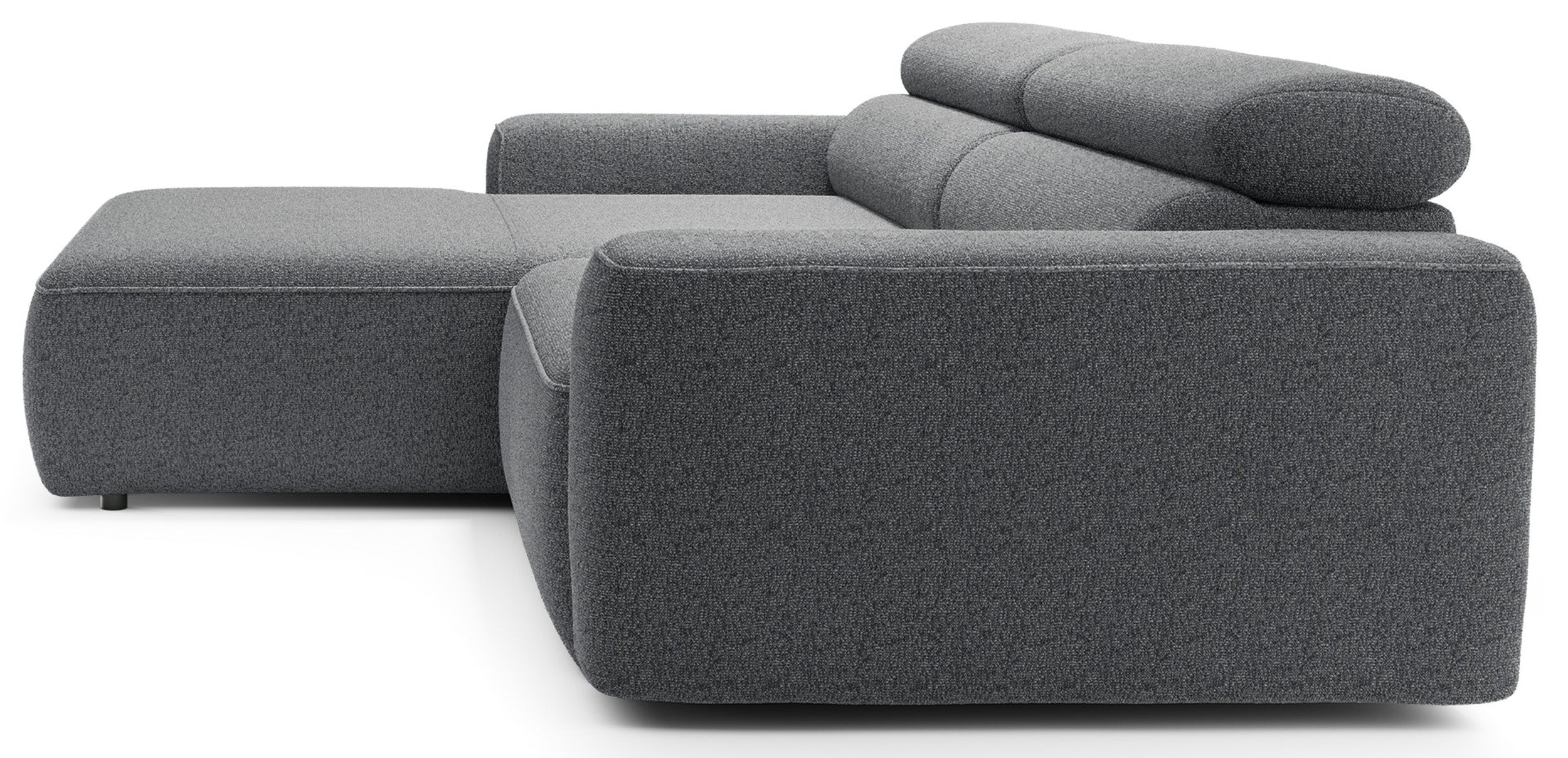 Ecksofa mit elektrischem Auszug Fando, L-förmig, linksseitig, grau, Geflecht