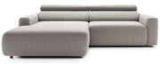 Ecksofa mit elektrischem Auszug Fando, L-förmig, linksseitig, grau-beige, Geflecht