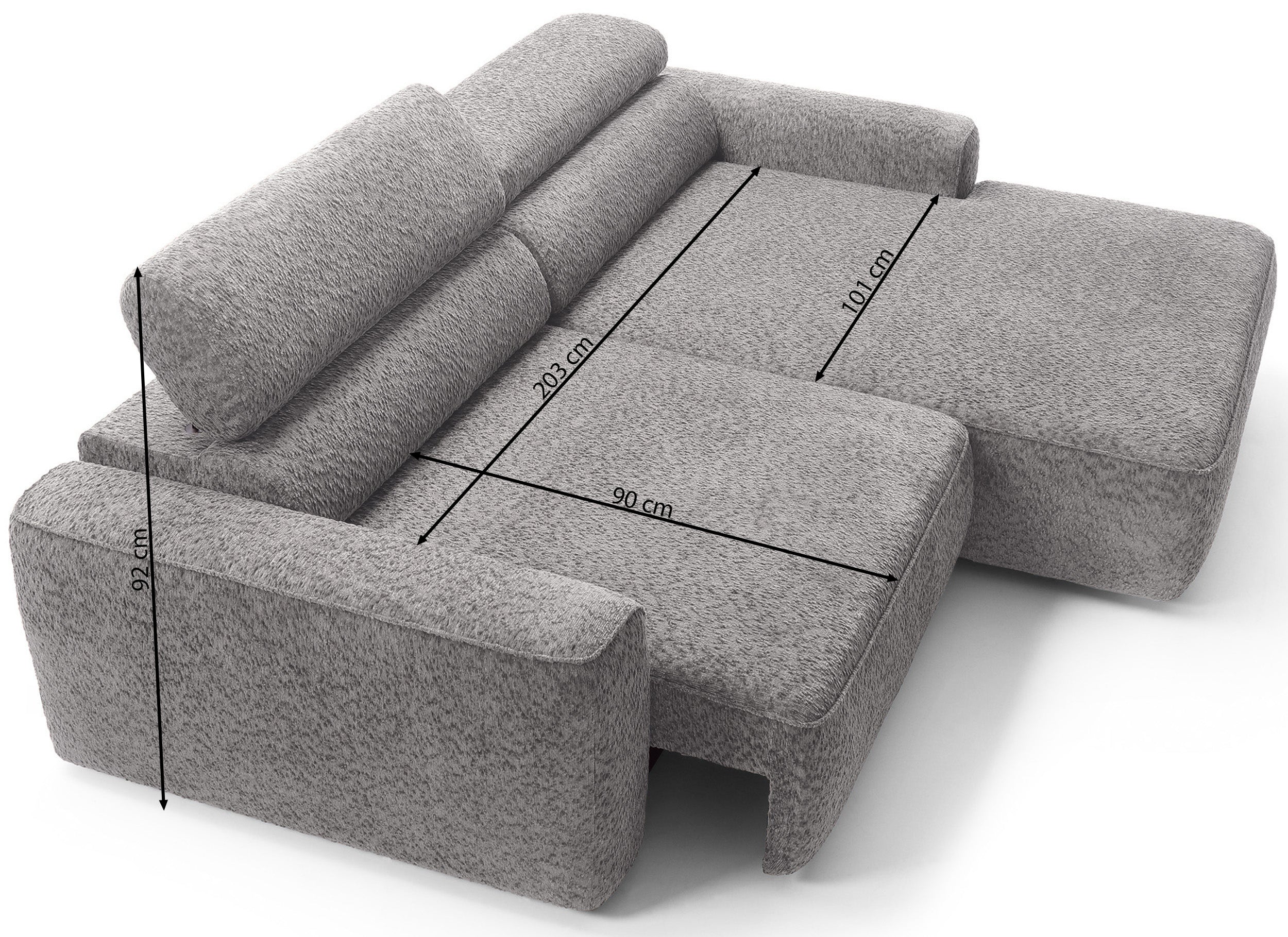 Ecksofa Fando mit elektrisch ausziehbarem Sitz, L-förmig, linksseitig, brauner Chenille-Bezug