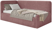 Jugendbett 120x200 cm Fanklo linksseitig mit Stauraum rosa Plüsch wasserabweisend