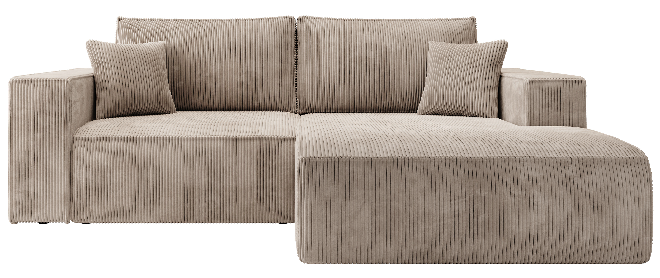 Ecksofa mit Schlaffunktion Farese Mini, L-förmig, rechtsseitig, mit Stauraum, beige Cordstoff