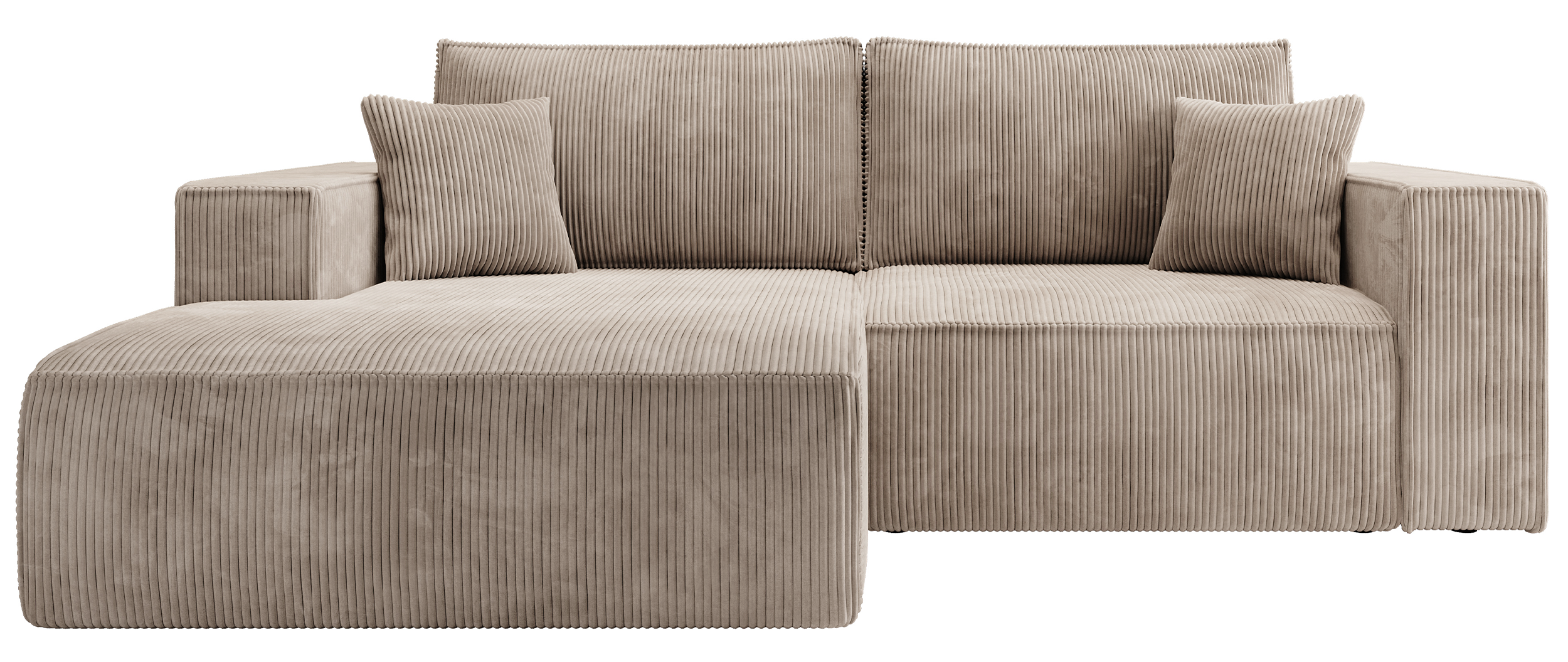 Ecksofa mit Schlaffunktion Farese Mini, L-förmig, linksseitig, mit Stauraum, beige Cordstoff