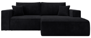 Ecksofa mit Schlaffunktion Farese Mini, L-förmig, rechtsseitig, mit Stauraum, schwarzer Cordstoff