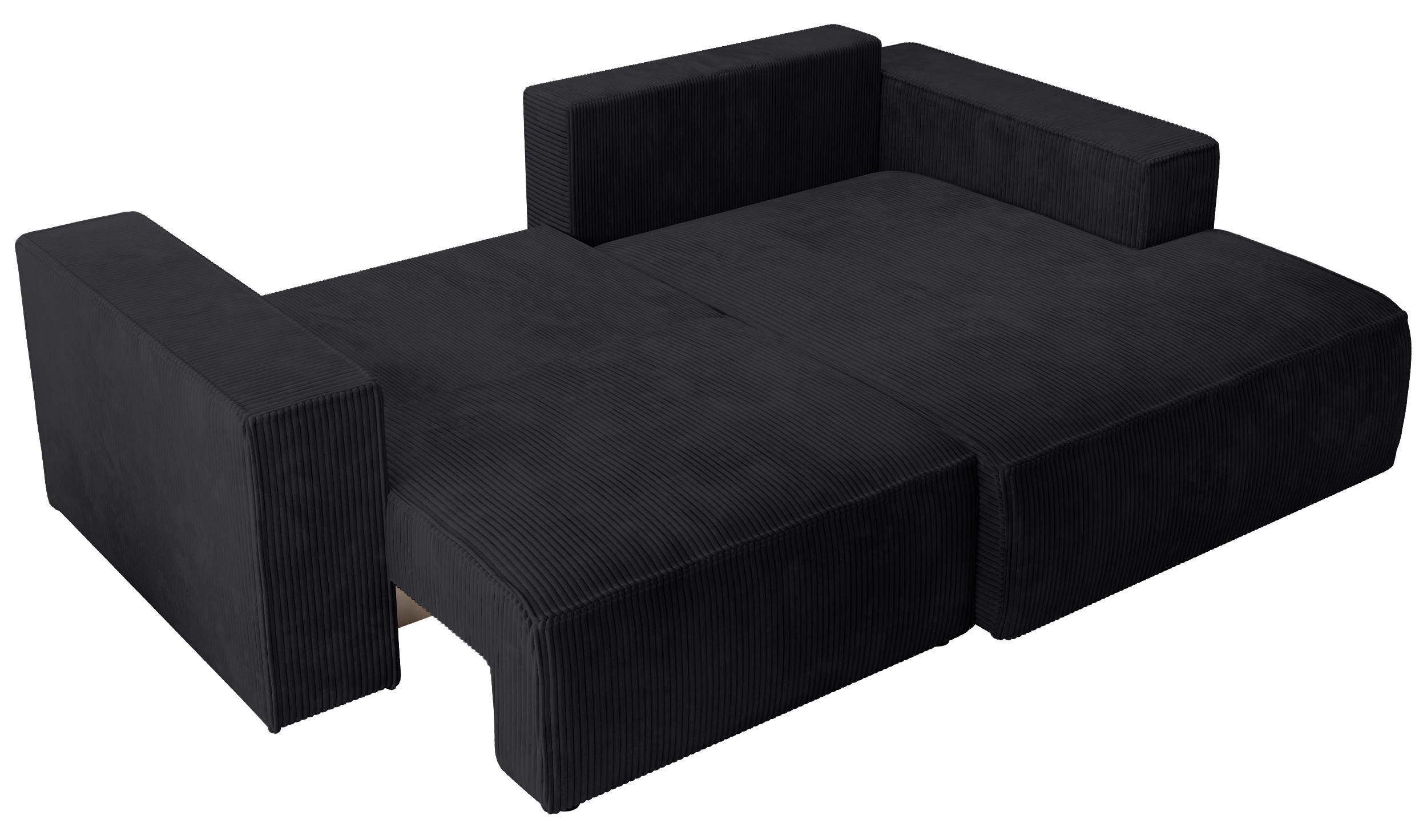 Ecksofa mit Schlaffunktion Farese Mini, L-förmig, rechtsseitig, mit Stauraum, schwarzer Cordstoff