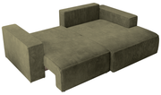 Ecksofa mit Schlaffunktion Farese Mini, L-förmig, rechtsseitig, mit Stauraum, olivgrüner Cordstoff