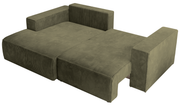 Ecksofa mit Schlaffunktion Farese mini, L-förmig, linksseitig, mit Stauraum, olivgrüner Cordstoff