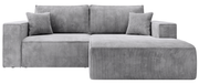 Ecksofa mit Schlaffunktion Farese Mini, L-förmig, rechtsseitig, mit Stauraum, hellgrauer Cordstoff