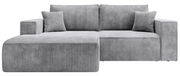 Ecksofa mit Schlaffunktion Farese Mini, L-förmig, linksseitig, mit Stauraum, hellgrauer Cordstoff