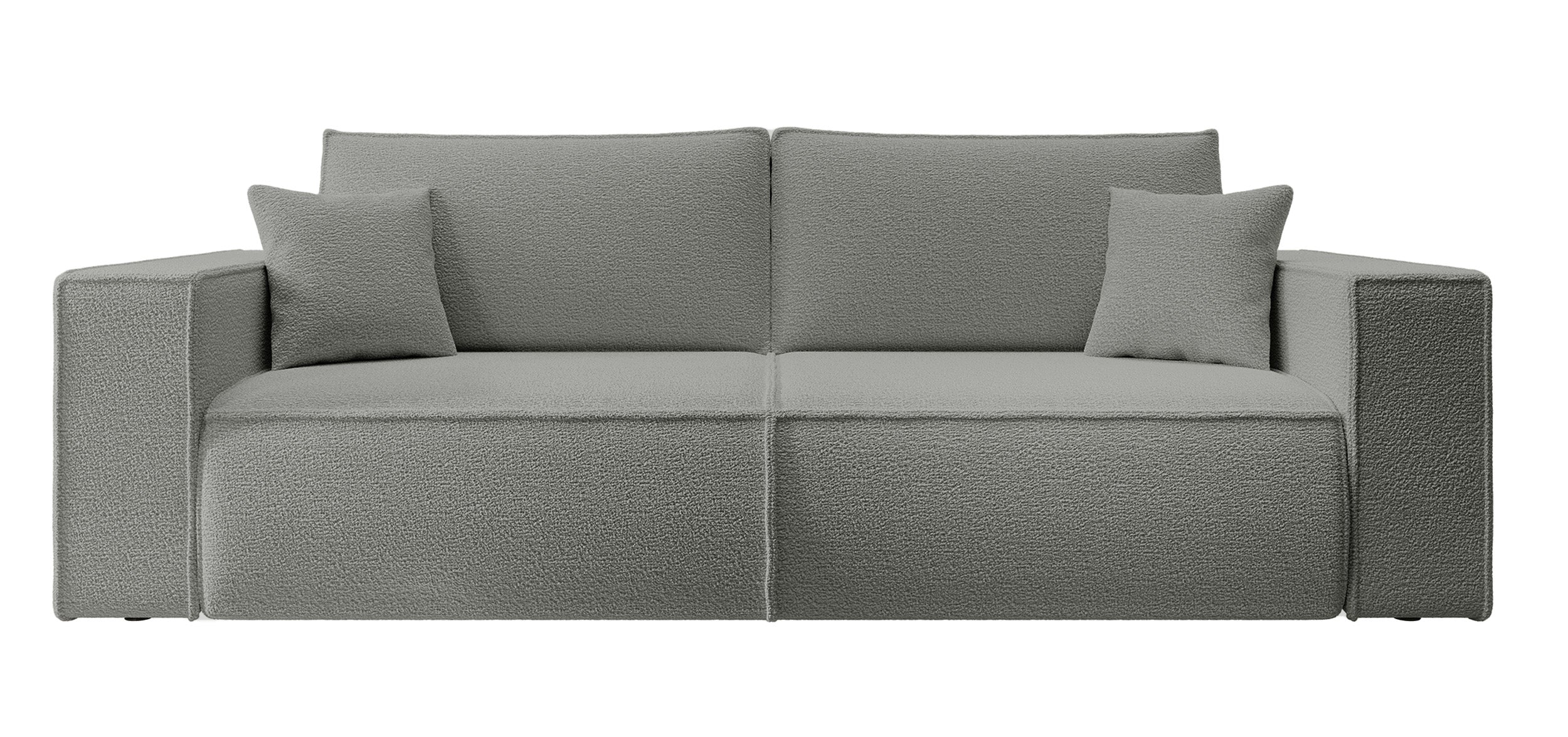 Dreisitziges ausklappbares Sofa Farese mit Stauraum, grau Bouclé