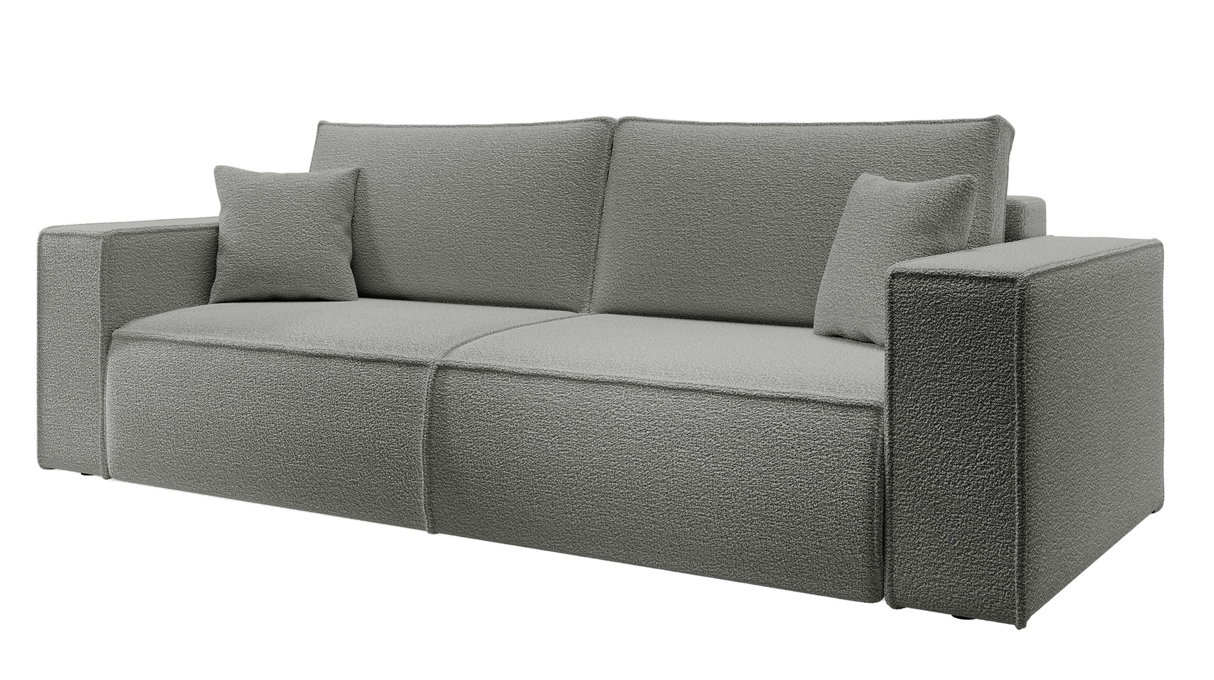 Dreisitziges ausklappbares Sofa Farese mit Stauraum, grau Bouclé