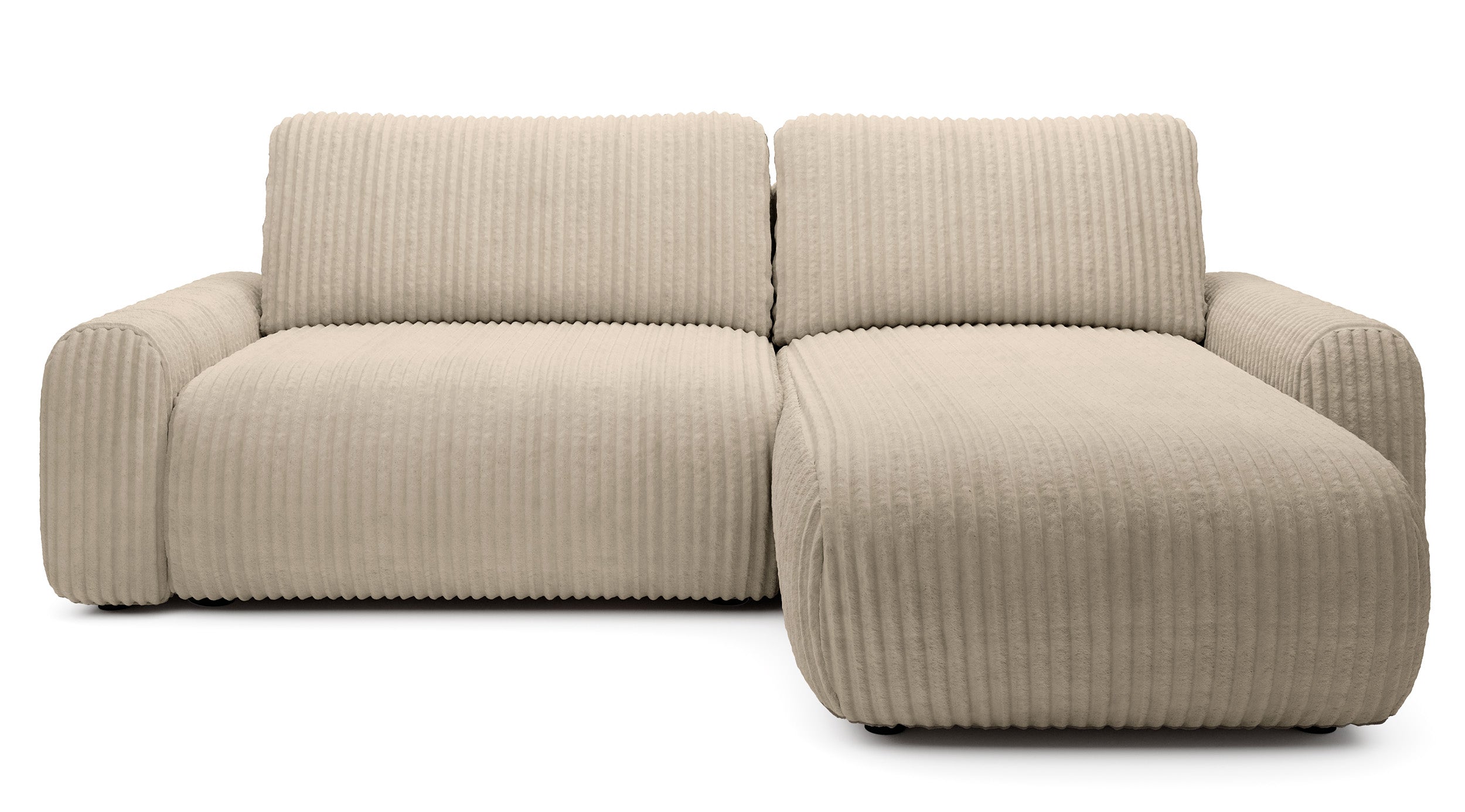 Ecksofa mit Schlaffunktion Lelu, L-förmig, universell, mit Stauraum, beige Cordstoff
