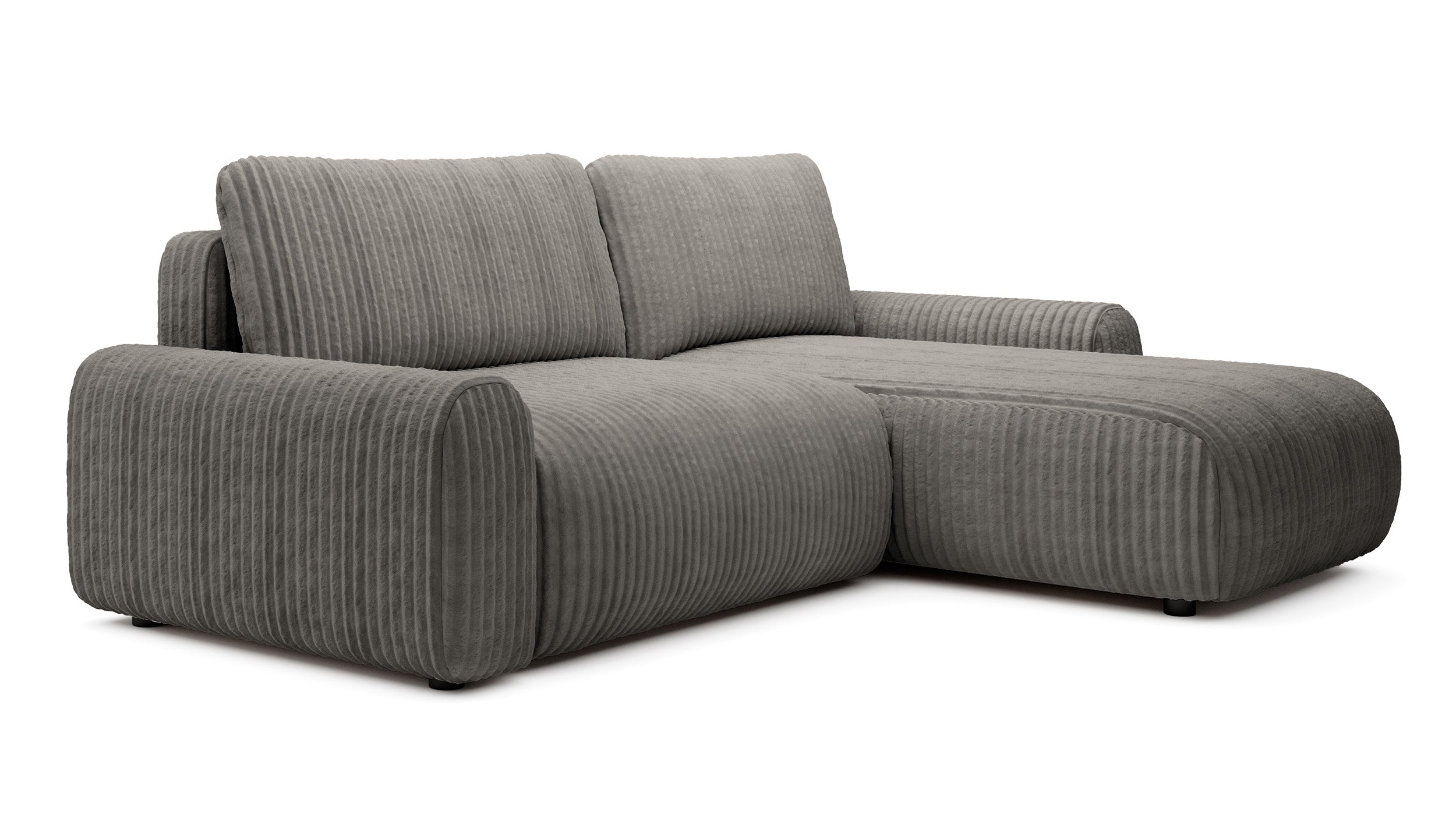Ecksofa mit Schlaffunktion Lelu, universell L-förmig, mit Stauraum, dunkelbeige Cord