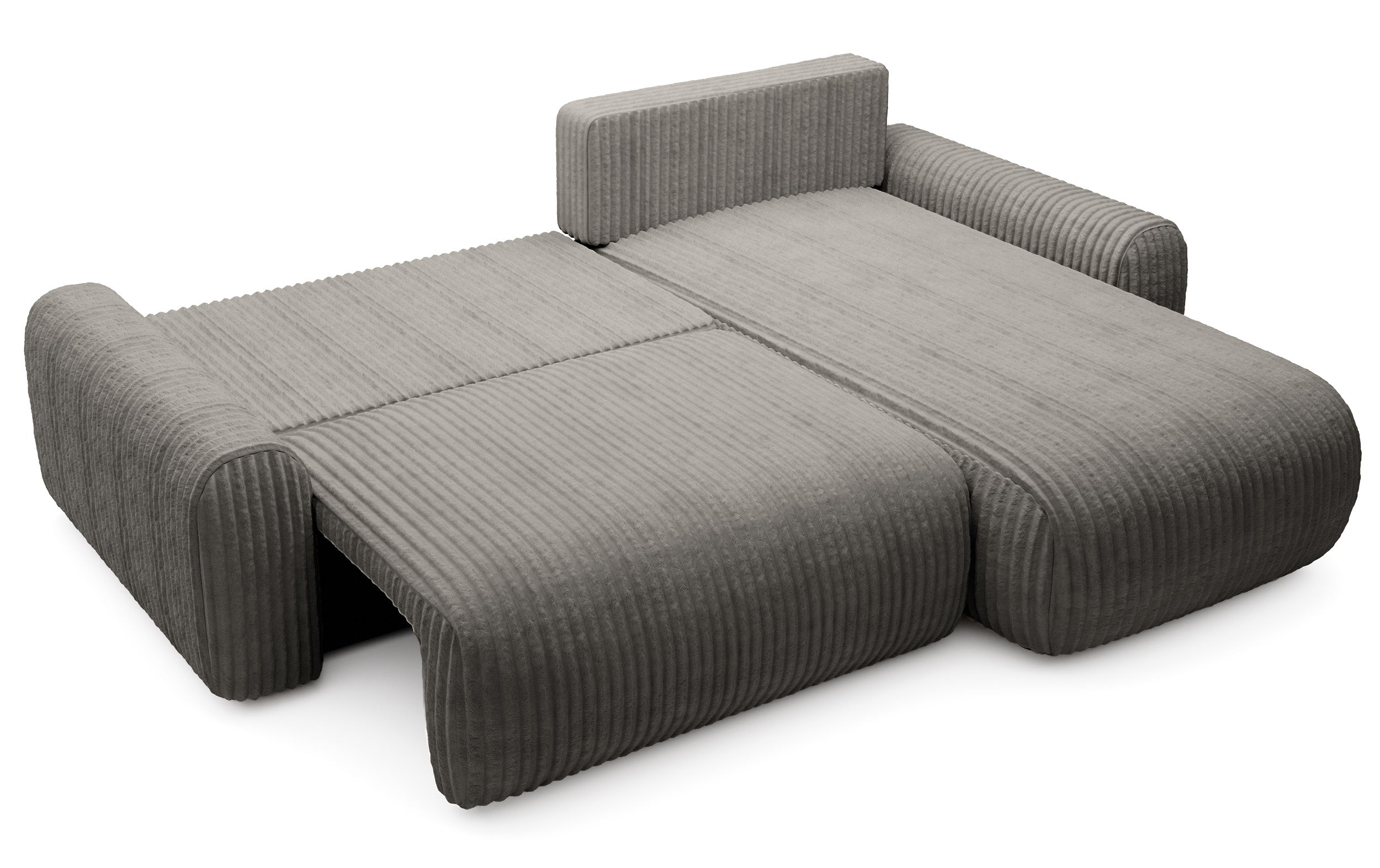Ecksofa mit Schlaffunktion Lelu, universell L-förmig, mit Stauraum, dunkelbeige Cord