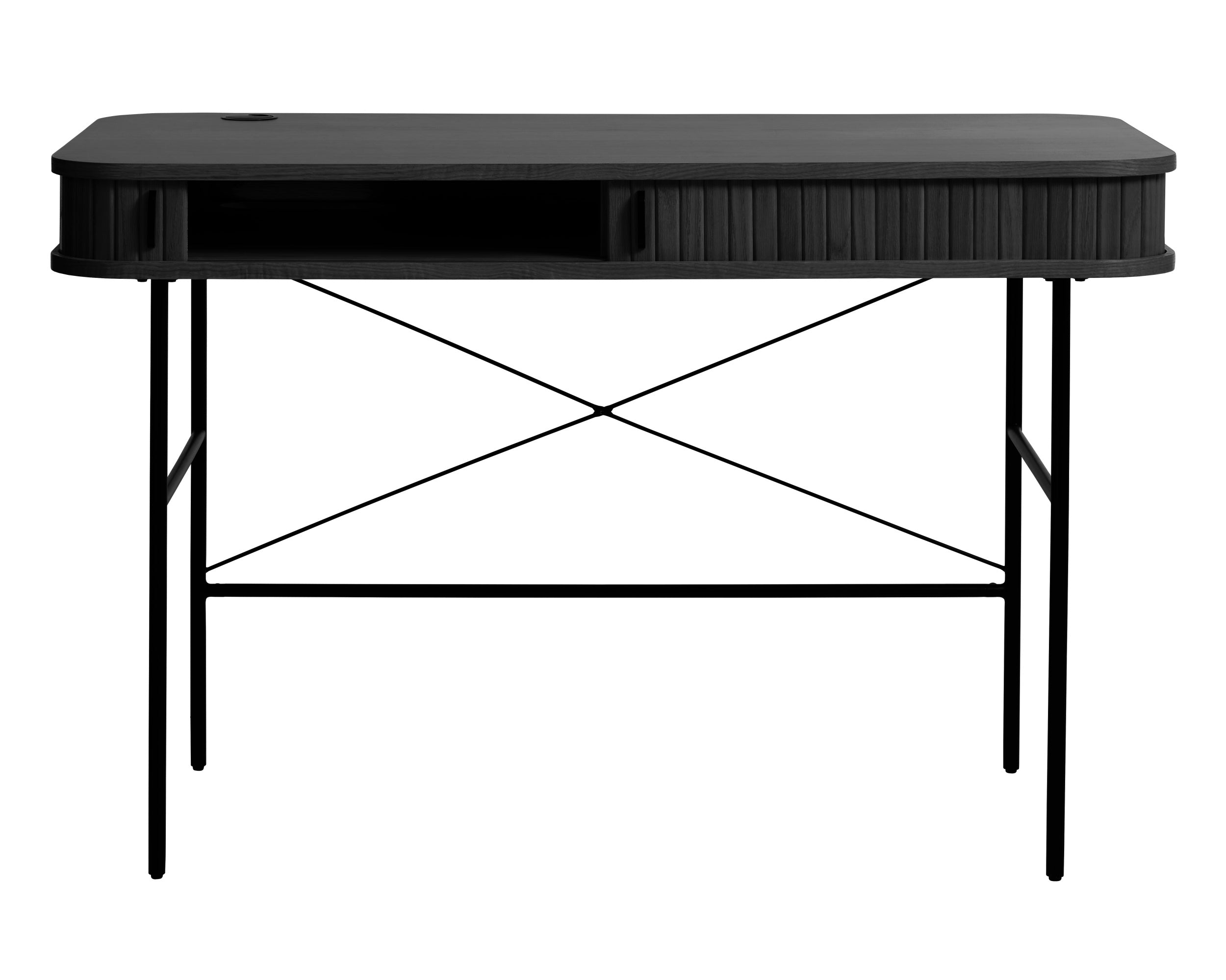 Schreibtisch Gativel 120x60 cm Lamellen Eiche Schwarz