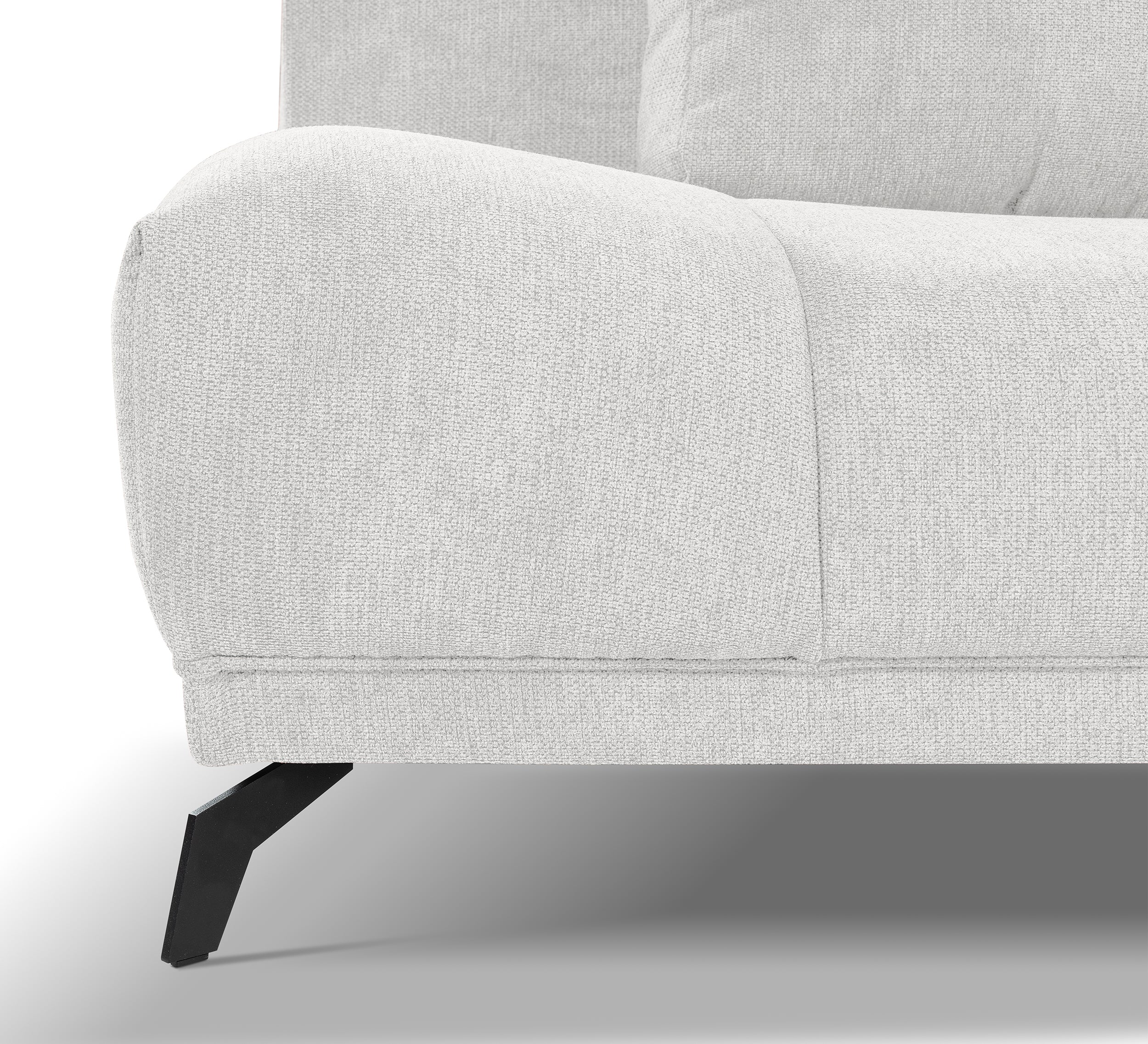 Ecksofa mit Schlaffunktion Felipe, L-förmig, rechtsseitig, mit Stauraum, weißer hydrophober Chenille-Stoff