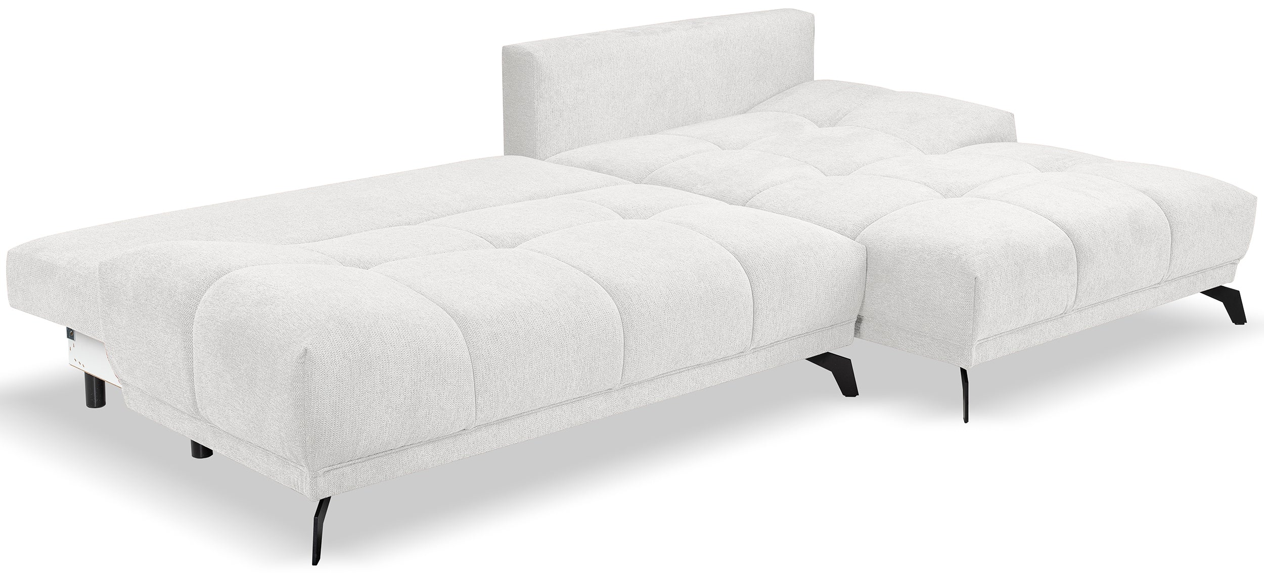 Ecksofa mit Schlaffunktion Felipe, L-förmig, rechtsseitig, mit Stauraum, weißer hydrophober Chenille-Stoff