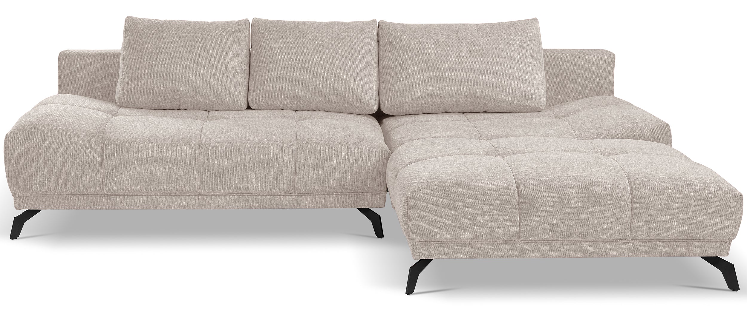 Ecksofa mit Schlaffunktion Felipe, L-förmig, rechtsseitig, mit Stauraum, hellbeige, hydrophobes Chenille