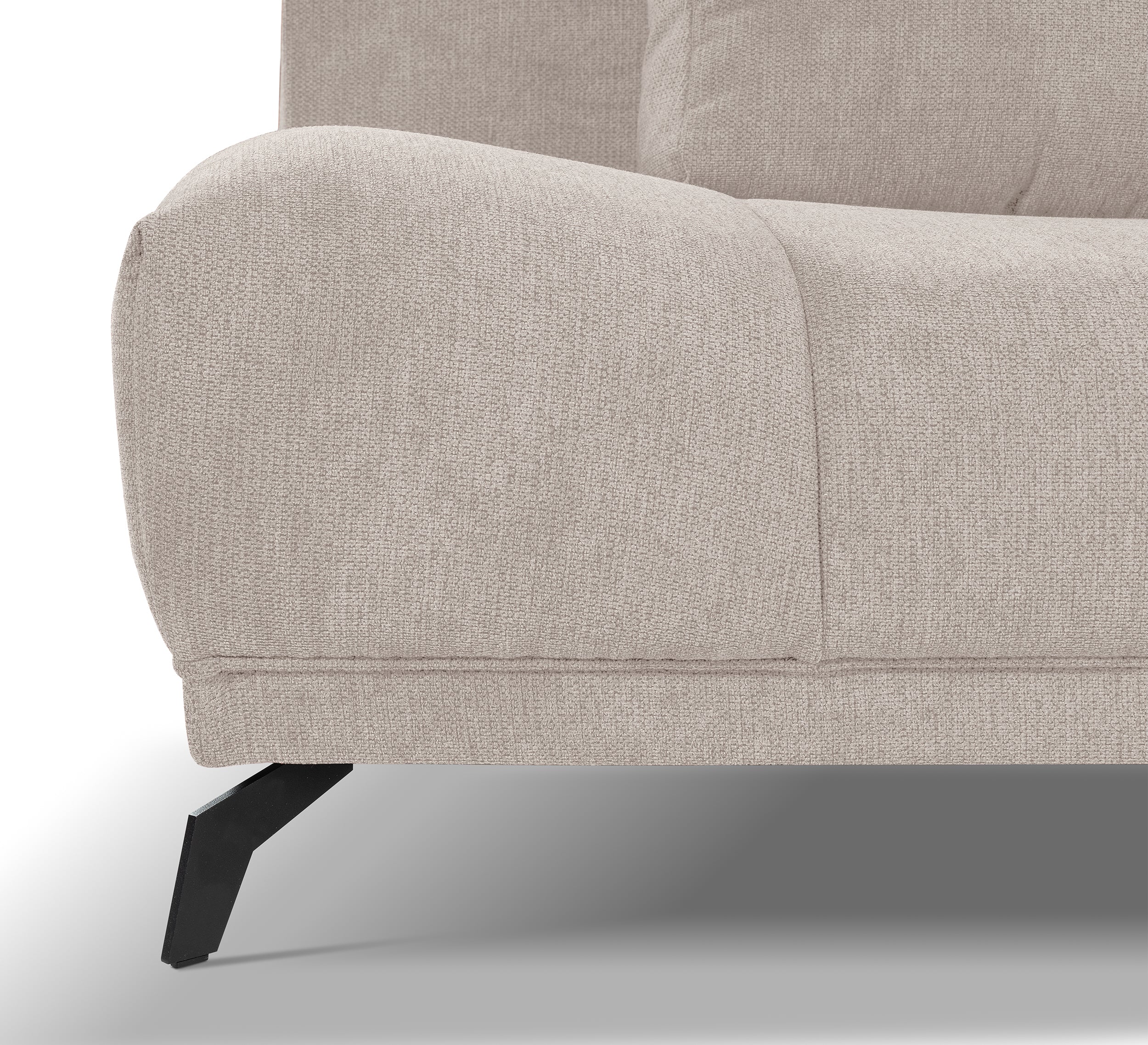 Ecksofa mit Schlaffunktion Felipe, L-förmig, rechtsseitig, mit Stauraum, hellbeige, hydrophobes Chenille