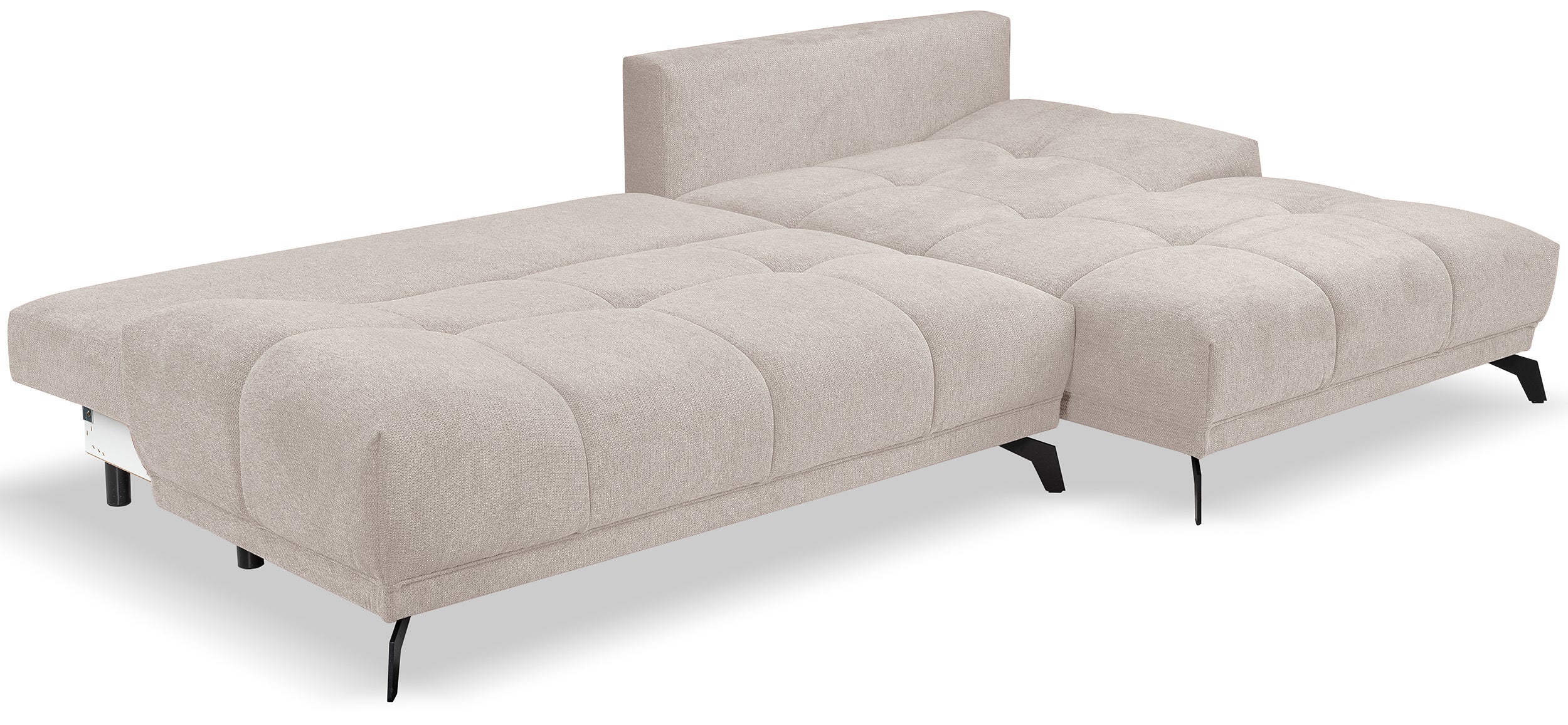 Ecksofa mit Schlaffunktion Felipe, L-förmig, rechtsseitig, mit Stauraum, hellbeige, hydrophobes Chenille