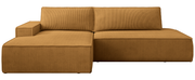 Ecksofa mit Schlaffunktion Felicjo, L-förmig, linksseitig, mit Stauraum, senfgelber Cordstoff