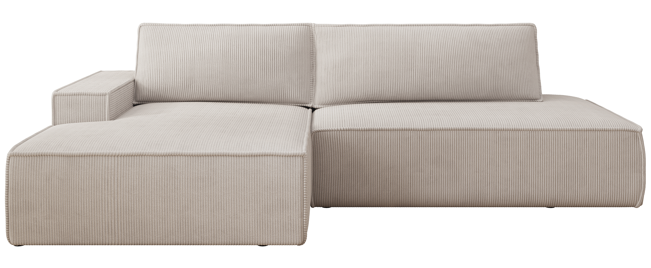 Ecksofa mit Schlaffunktion Felicjo, L-Form, linksseitig, mit Stauraum, dunkelgrauer Cordstoff
