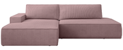 Ecksofa mit Schlafunktion Felicjo, L-förmig, linksseitig, mit Stauraum, fliederfarbener Cordstoff
