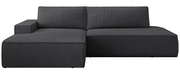 Ecksofa mit Schlaffunktion Felicjo, L-Form, linksseitig, mit Stauraum, dunkelgrauer Cordstoff