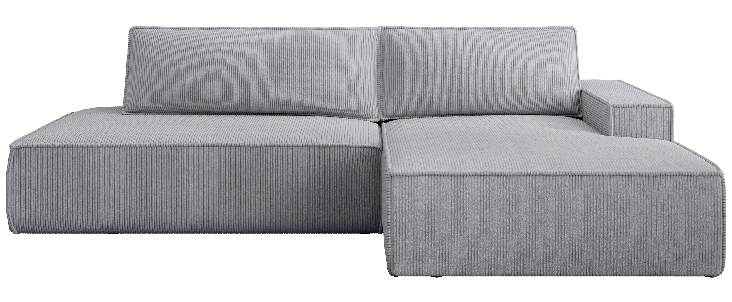 Ecksofa mit Schlafunktion Felicjo, L-förmig, rechtsseitig, mit Stauraum, hellgrauer Cordstoff