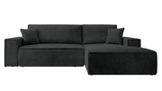 Ecksofa mit Schlaffunktion Farese New, L-förmig, mit Stauraum, schwarzer Cord, rechtsseitig