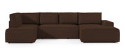 Ecksofa mit Schlaffunktion Farese New U-förmig mit Stauraum, rechtsseitig, brauner Cordstoff