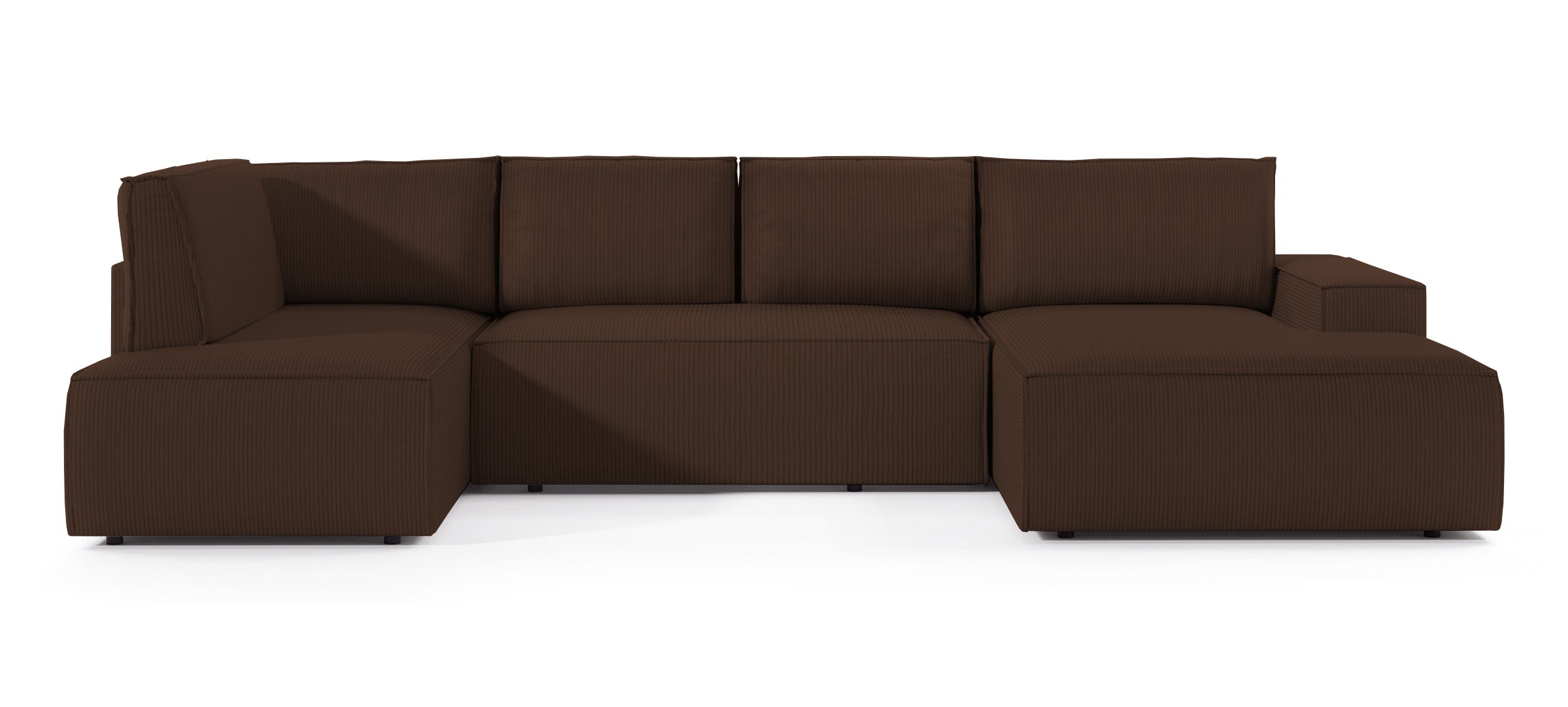 Ecksofa mit Schlaffunktion Farese New U-förmig mit Stauraum, rechtsseitig, brauner Cordstoff