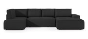 Ecksofa mit Schlaffunktion Farese New U-förmig mit Stauraum, rechtsseitig, schwarz Cord