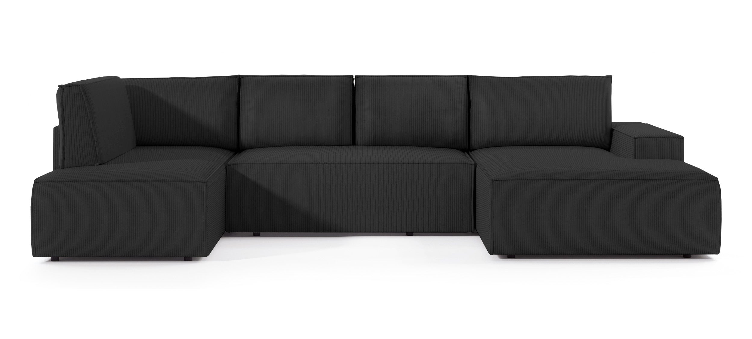 Ecksofa mit Schlaffunktion Farese New U-förmig mit Stauraum, rechtsseitig, schwarz Cord