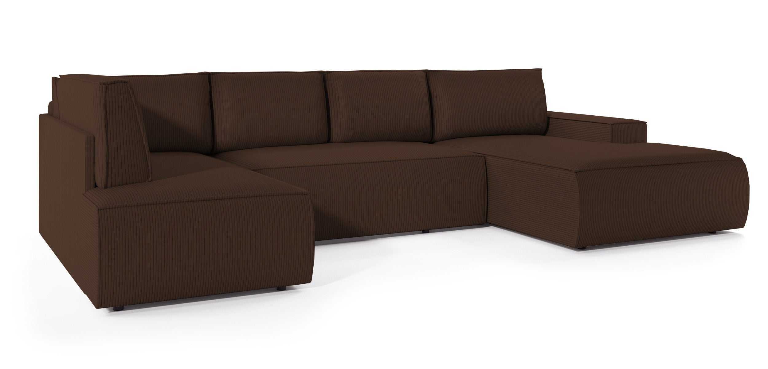 Ecksofa mit Schlaffunktion Farese New U-förmig mit Stauraum, rechtsseitig, brauner Cordstoff