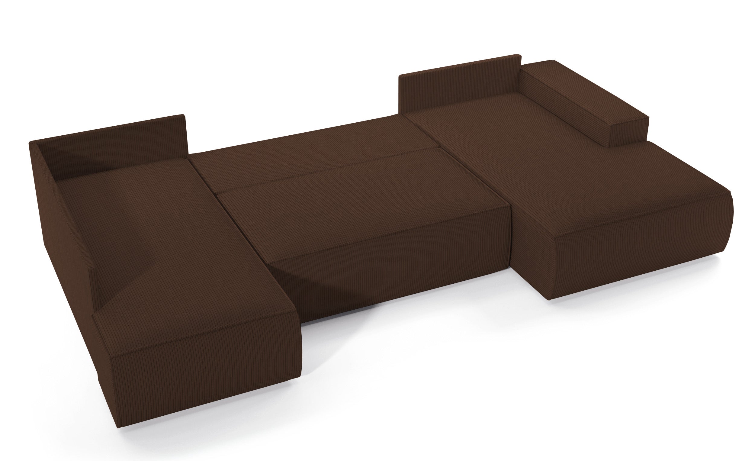 Ecksofa mit Schlaffunktion Farese New U-förmig mit Stauraum, rechtsseitig, brauner Cordstoff