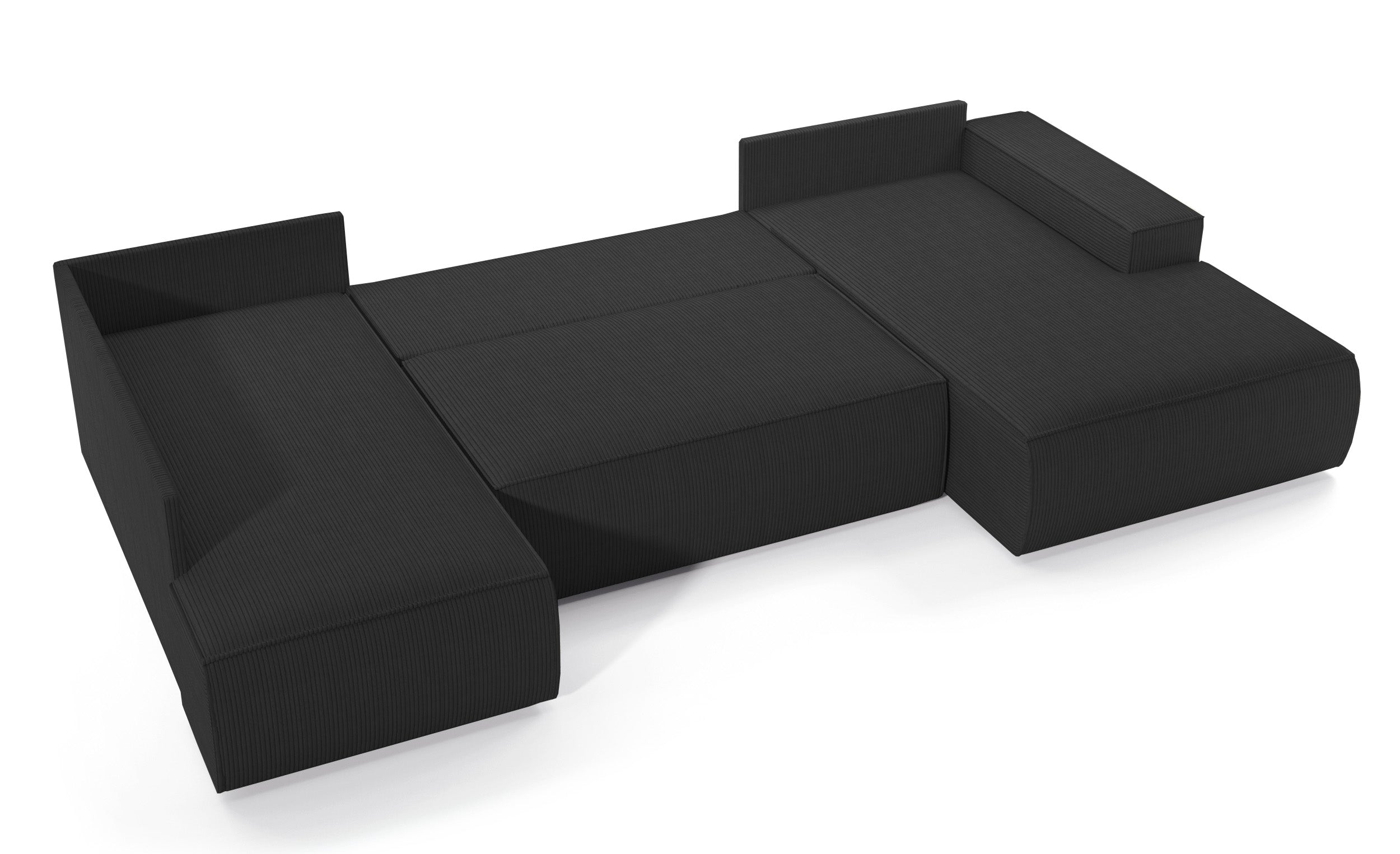Ecksofa mit Schlaffunktion Farese New U-förmig mit Stauraum, rechtsseitig, schwarz Cord