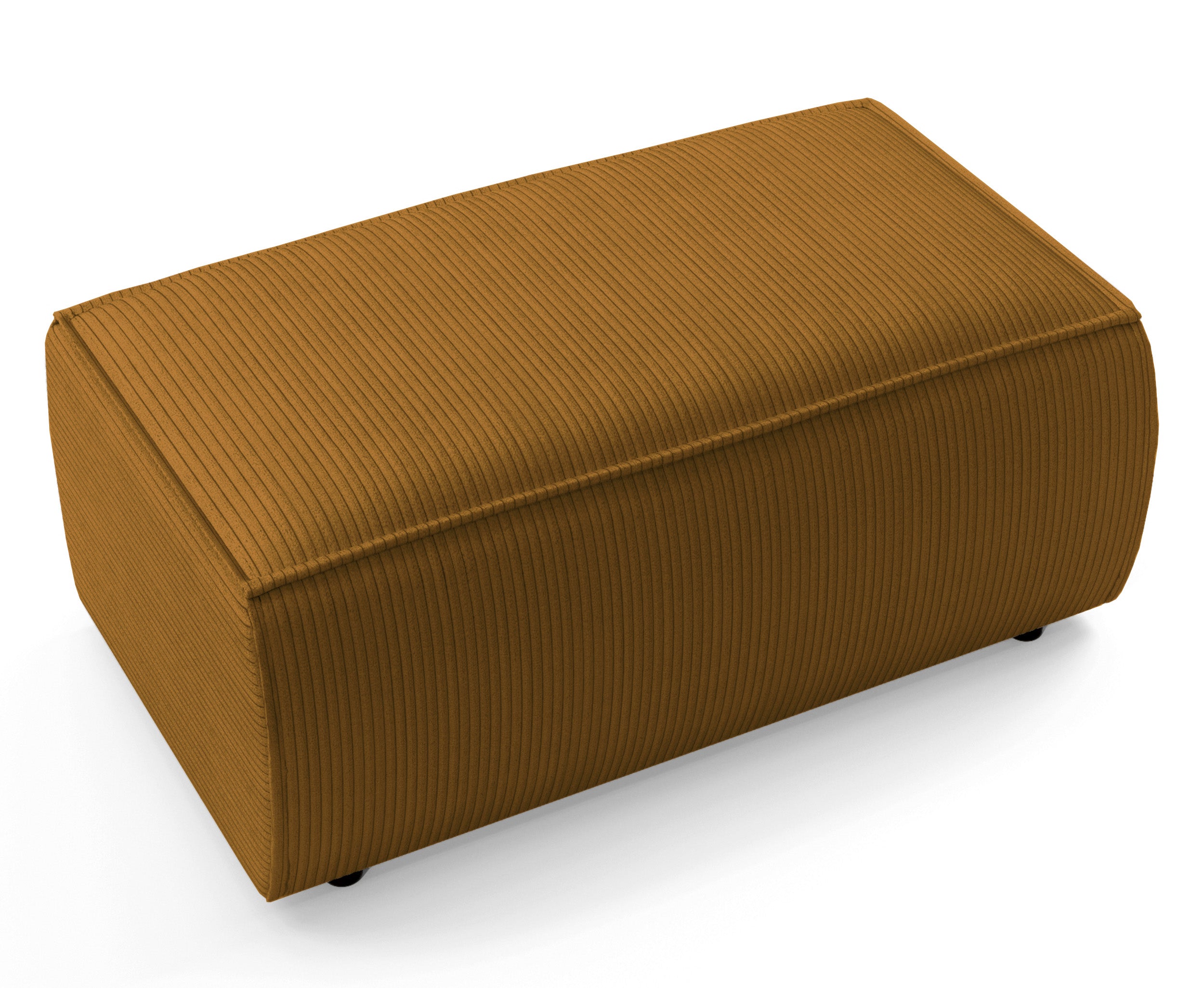 Farese Sitzpouf aus senffarbenem Cordstoff