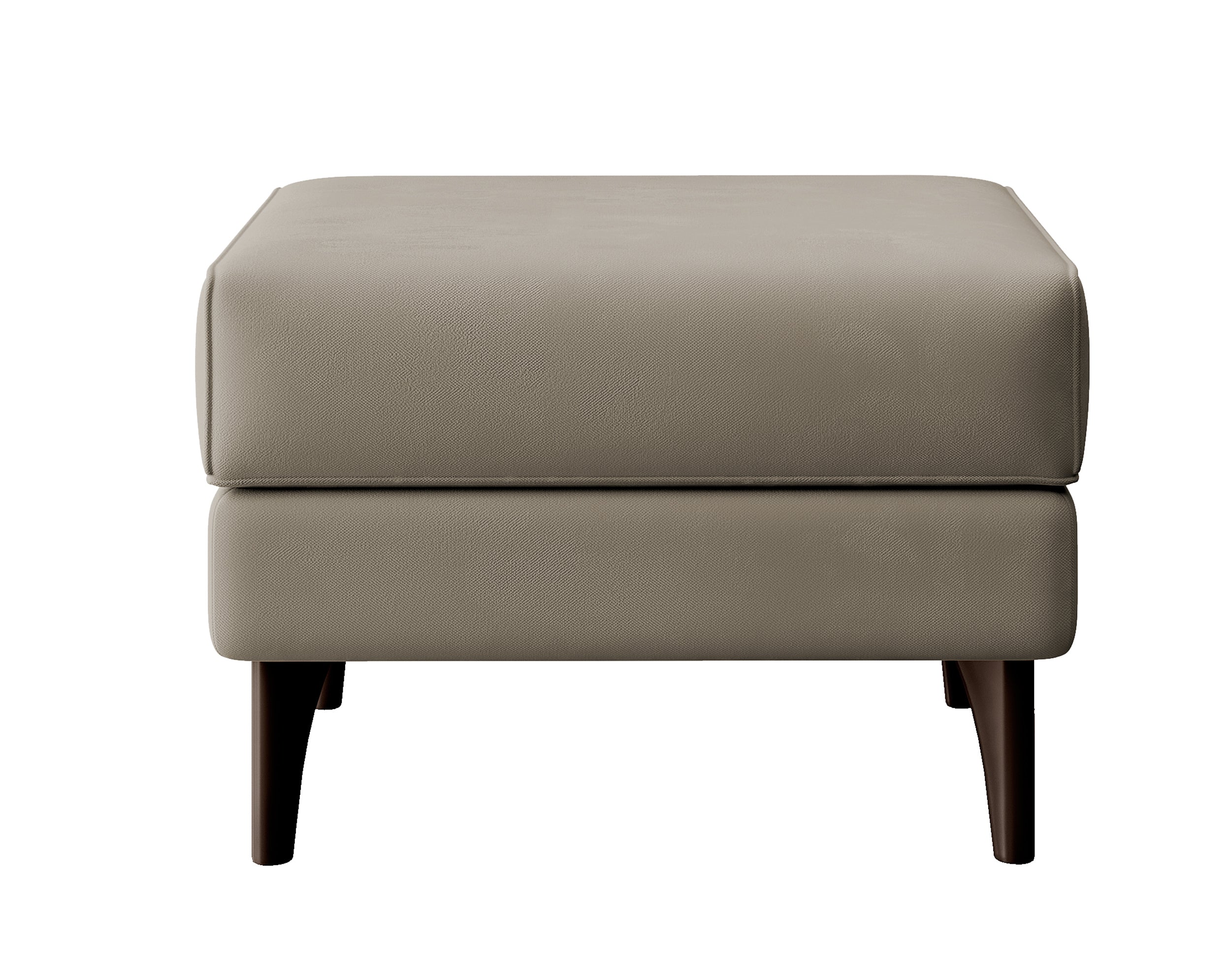 Fußhocker Calmino Ohrensessel grau-beige aus wasserabweisendem Samtstoff, Beine in Wenge-Farbe