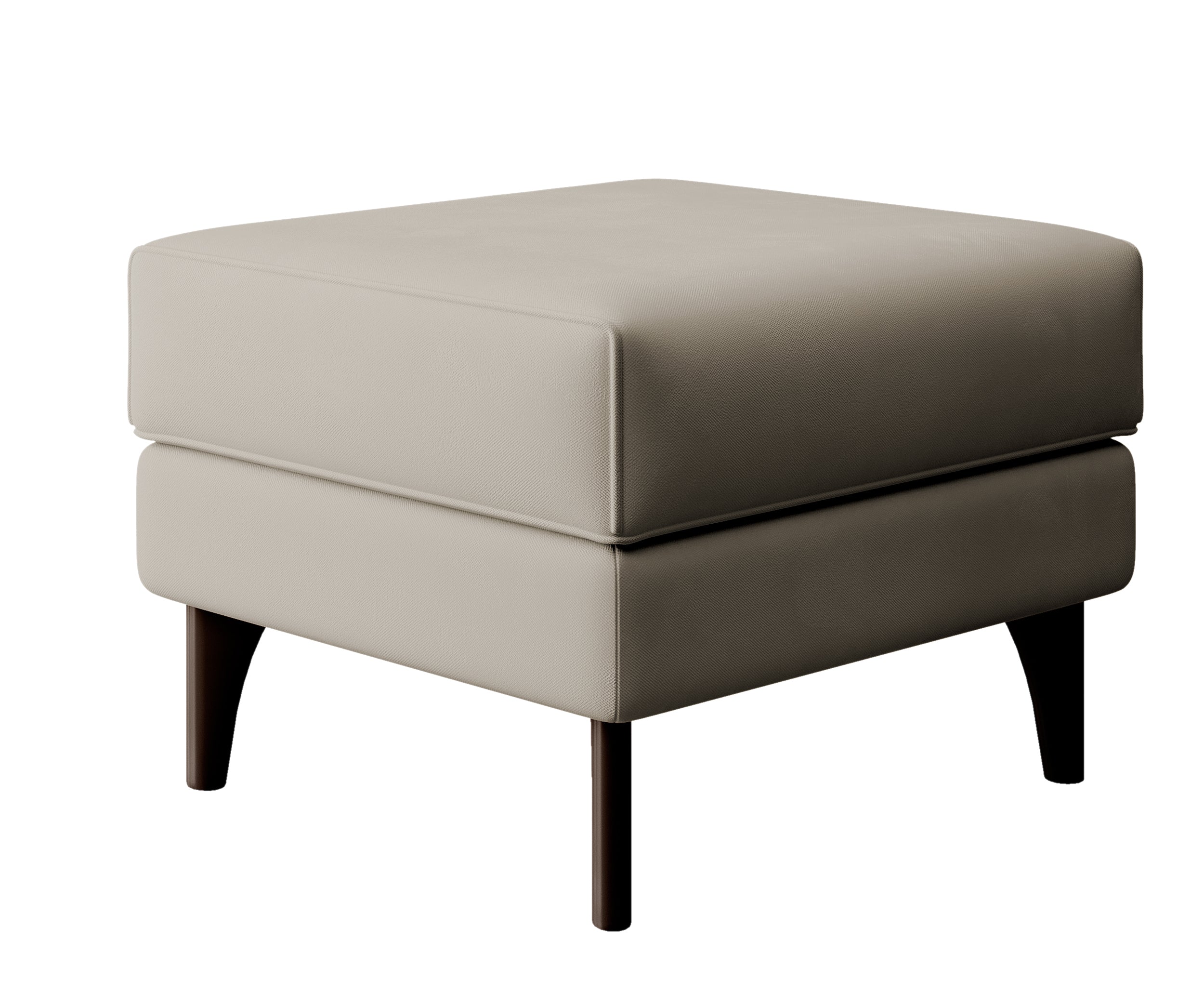 Fußhocker Calmino Ohrensessel grau-beige aus wasserabweisendem Samtstoff, Beine in Wenge-Farbe