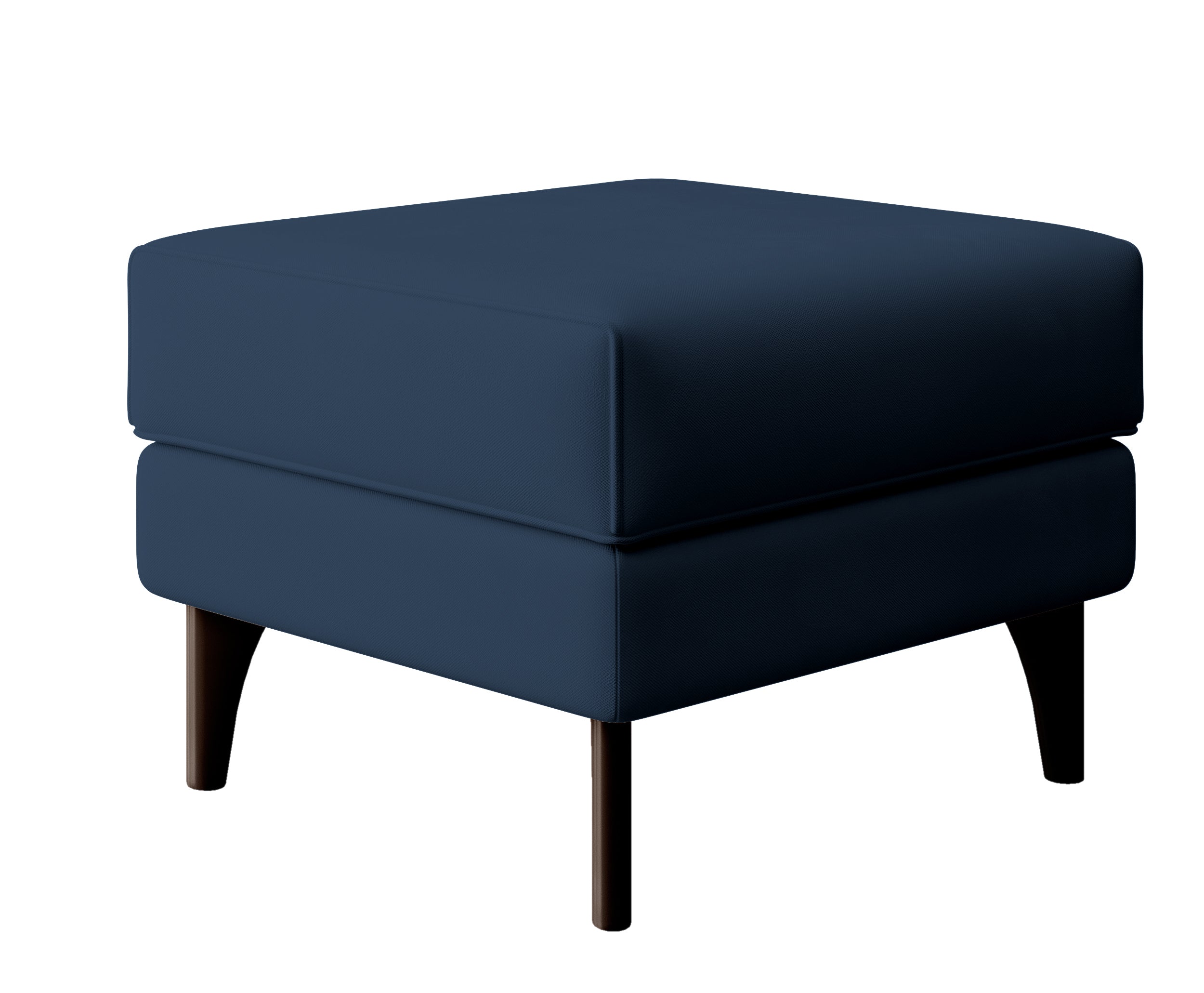 Fußstütze Uszak Calmino in marineblauem, wasserabweisendem Samtstoff, Beine in Wenge-Farbe