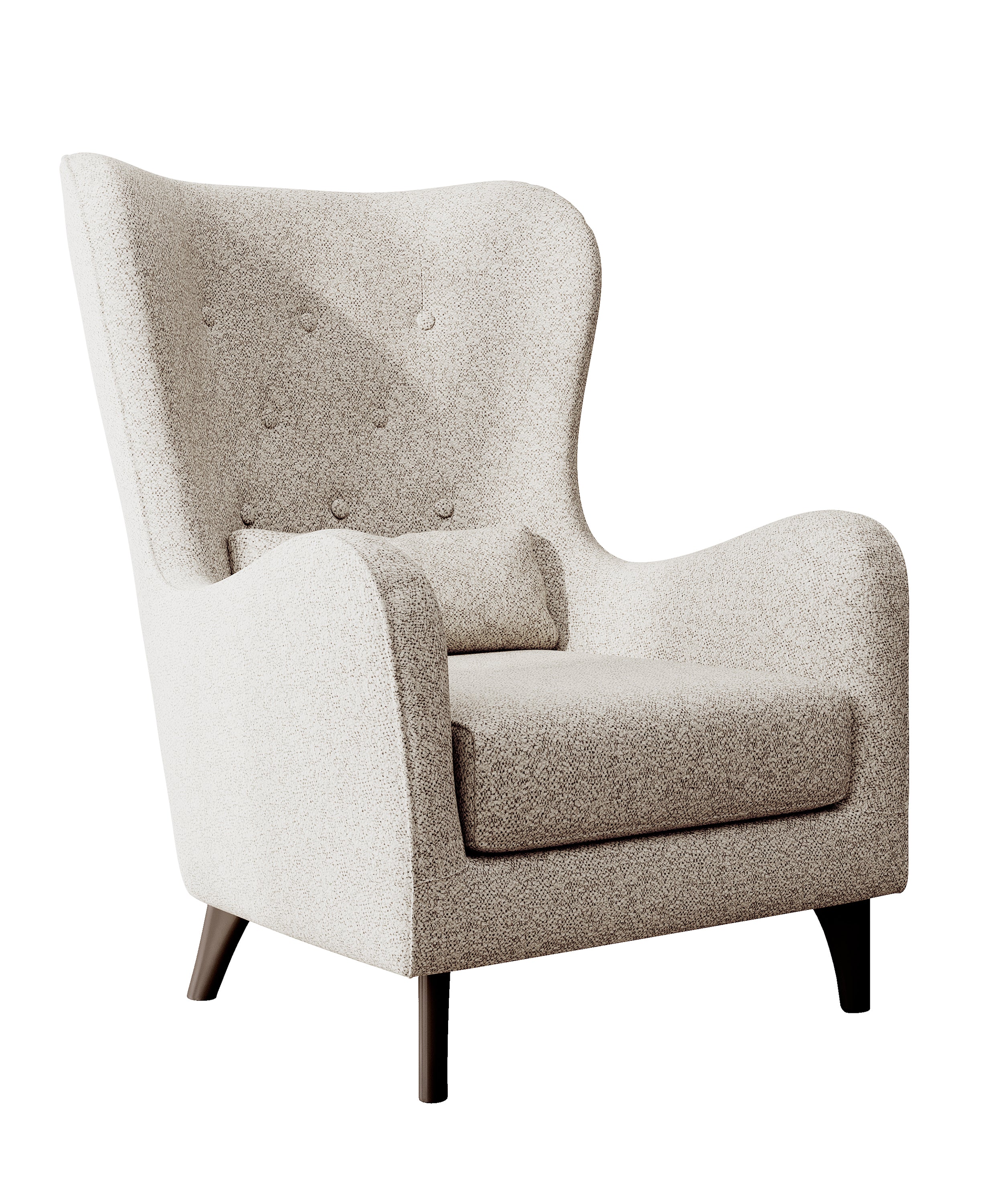 Relaxsessel Ohrenbackensessel Calmino in Creme Bouclé mit Wenge-Füßen