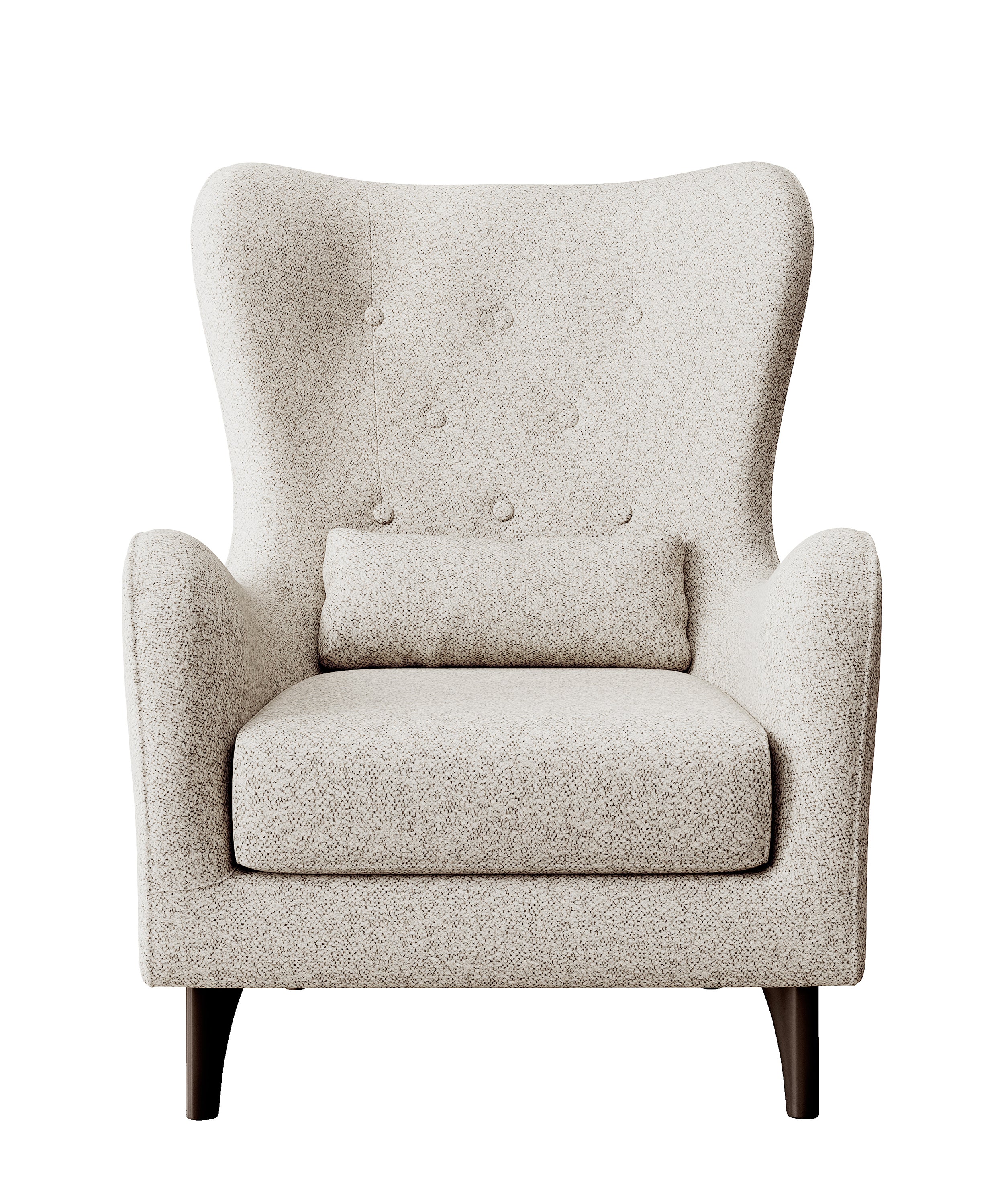 Relaxsessel Ohrenbackensessel Calmino in Creme Bouclé mit Wenge-Füßen