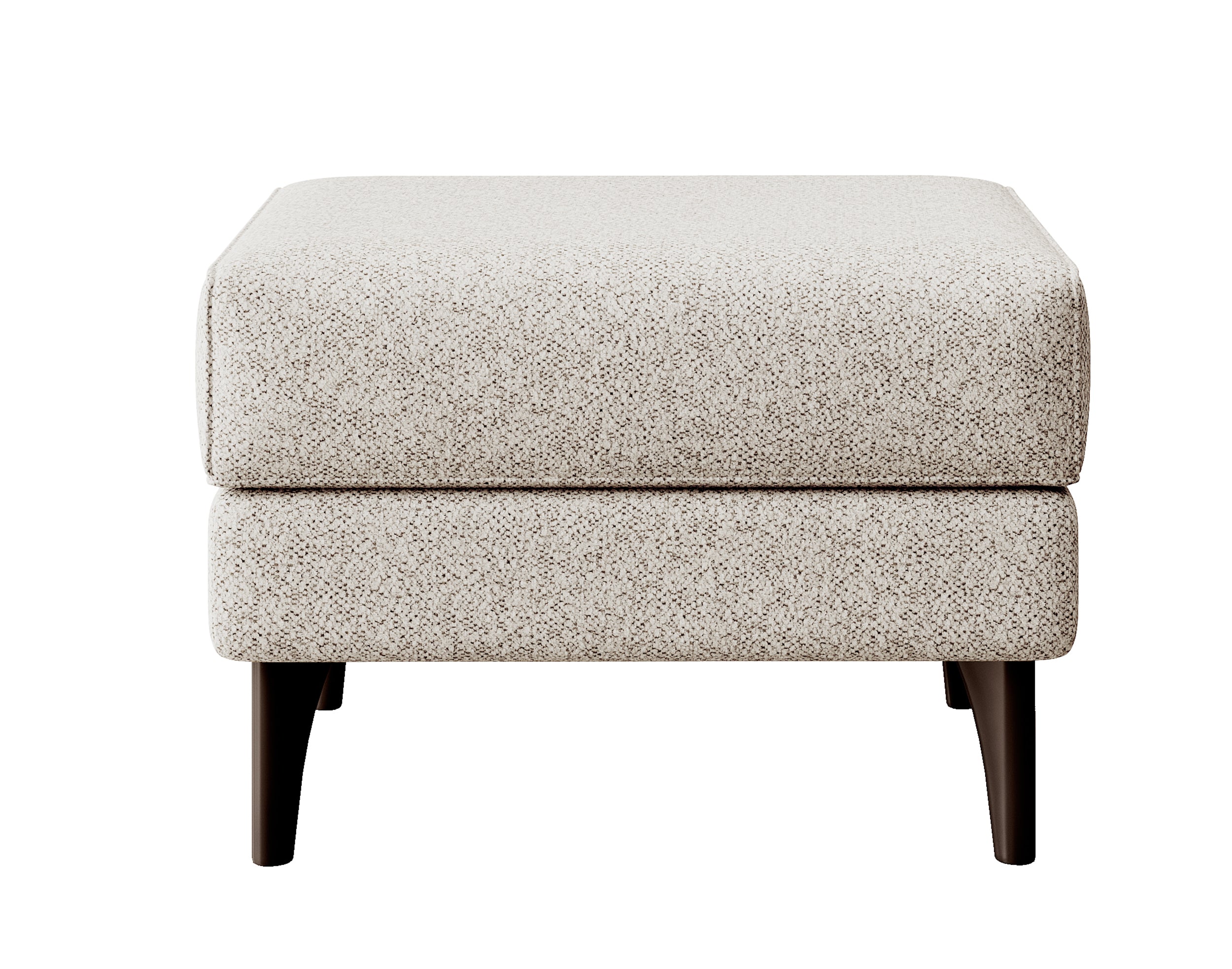 Calmino Hocker mit Ohren cremefarbenes Bouclé mit Wenge-Beinen