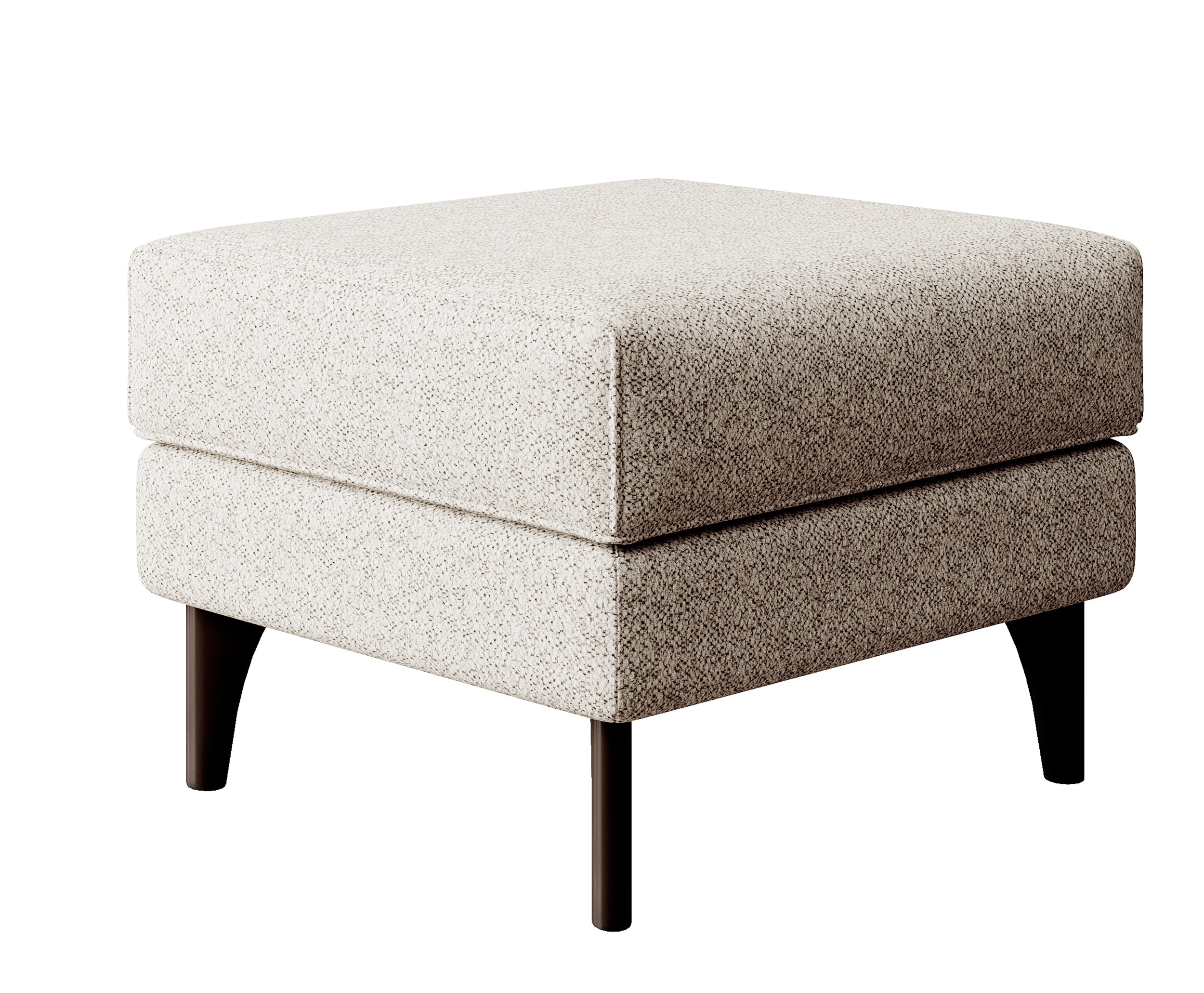 Calmino Hocker mit Ohren cremefarbenes Bouclé mit Wenge-Beinen