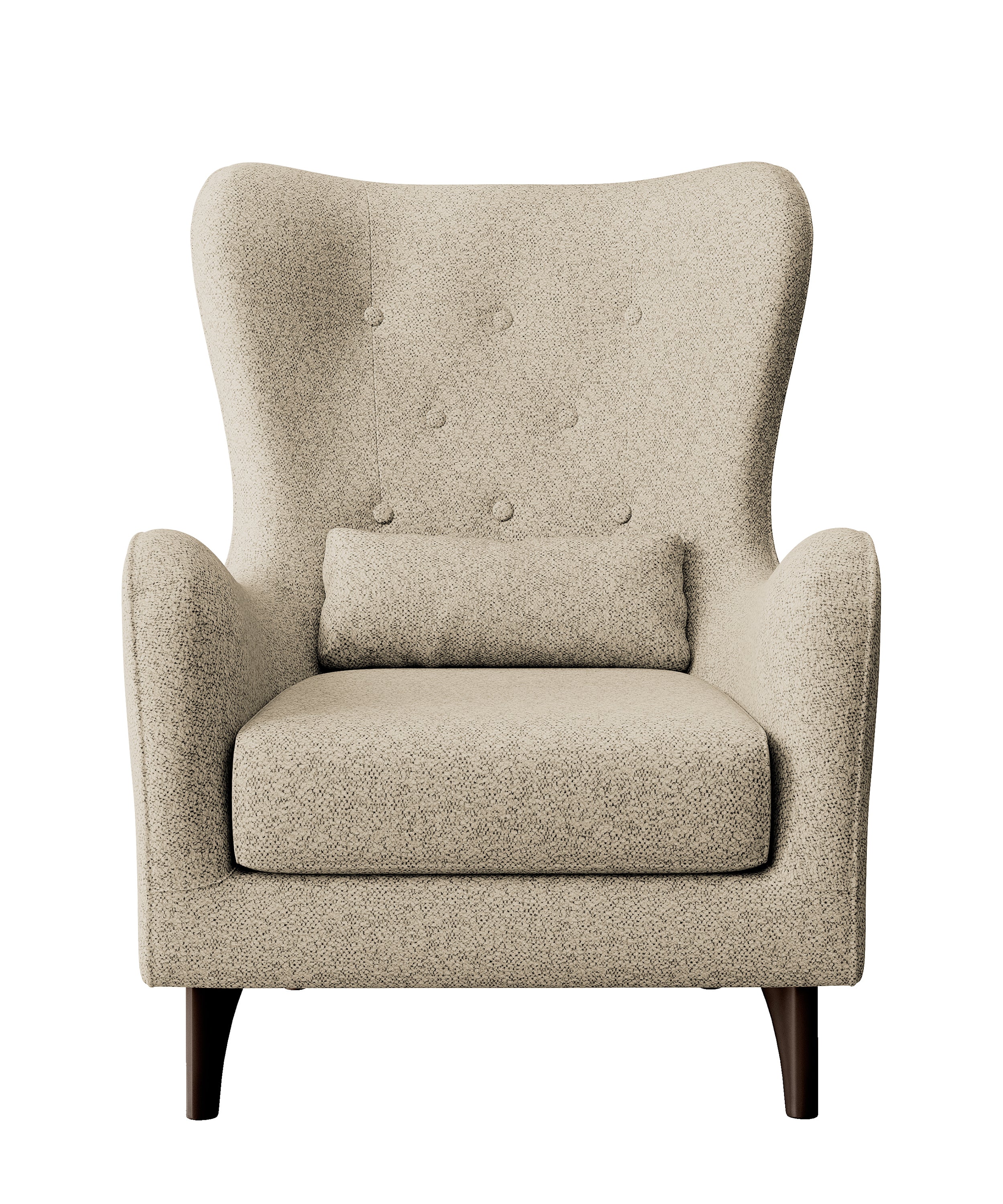 Beiger Relaxsessel Calmino mit Bouclé-Bezug, Wenge-Füße