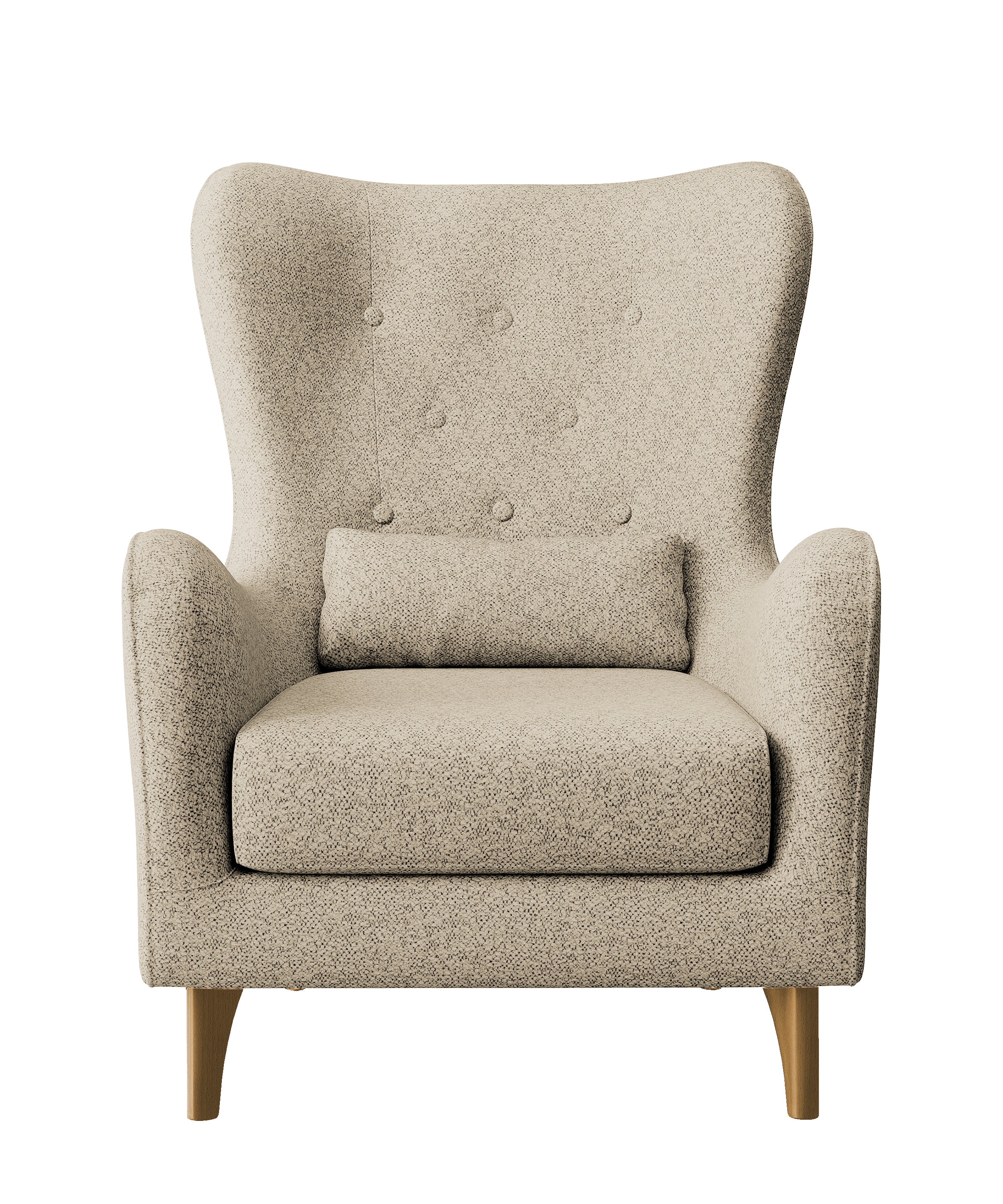 Relaxsessel Ohrensessel Calmino beige Bouclé mit Buchenbeinen
