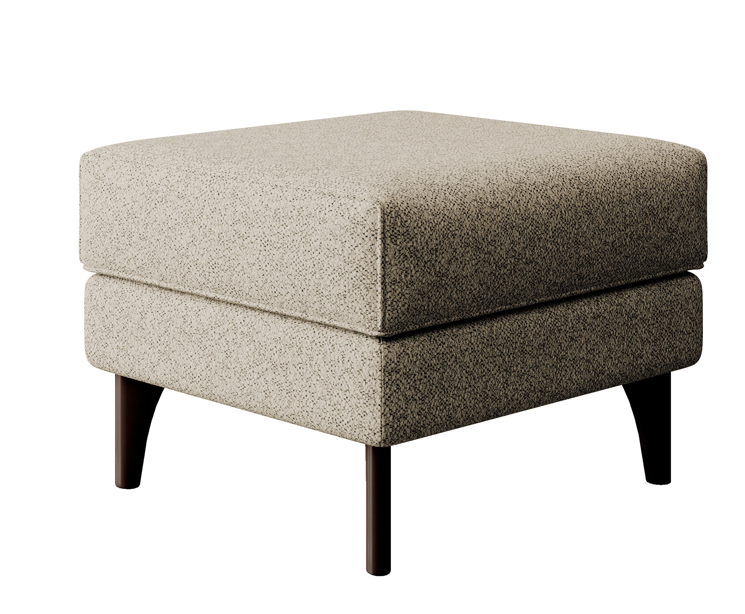 Fußhocker Calmino Beige Bouclé, Beine in Wenge